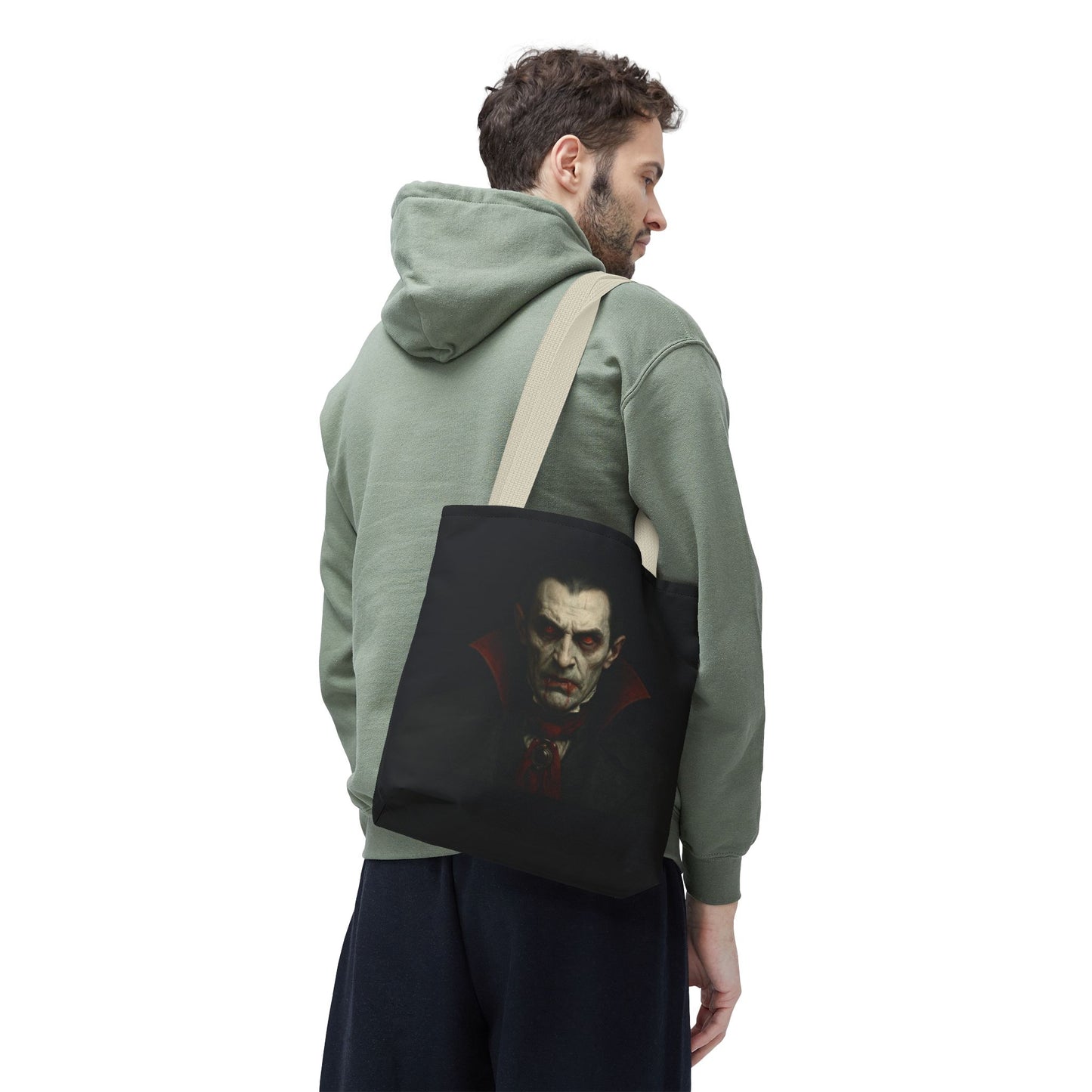 Vampire Haunted Tote Bag, Spooky Shopping Bag, Halloween Accessory, Gothic Style Handbag, Perfect for Halloween Parties, Unisex Tote