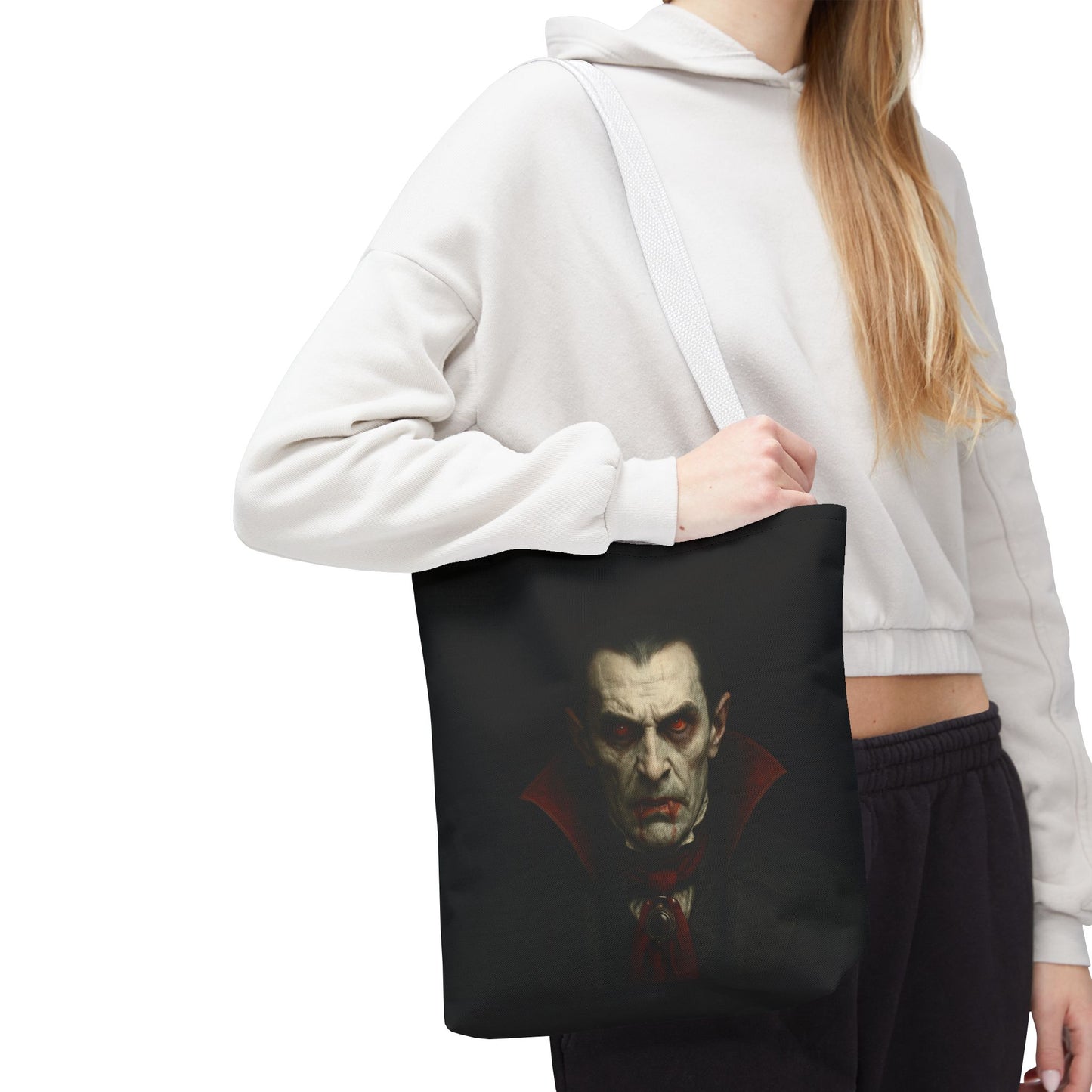 Vampire Haunted Tote Bag, Spooky Shopping Bag, Halloween Accessory, Gothic Style Handbag, Perfect for Halloween Parties, Unisex Tote