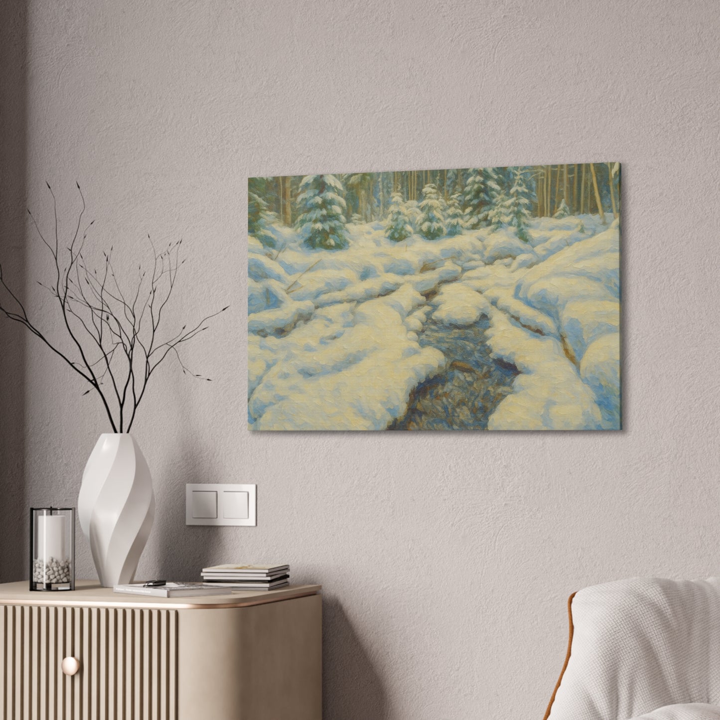 Winter Landscape Canvas Art, Nature Decor, Gallery Wall Art, Cozy Home Accent, Winter Wonderland Painting