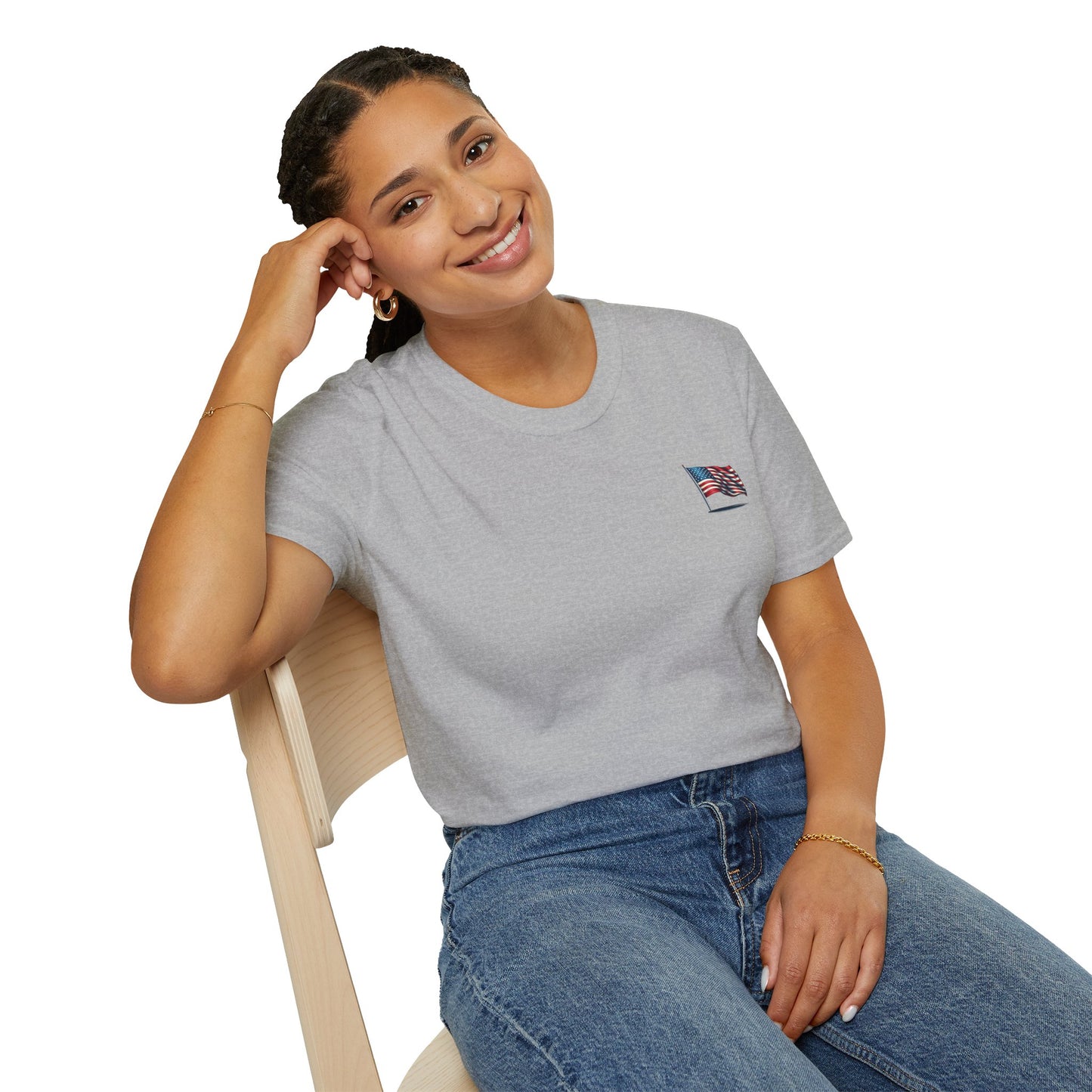 Patriotic Unisex Softstyle T-Shirt, American Flag Tee, USA Pride Shirt, Perfect for Independence Day, Casual Wear