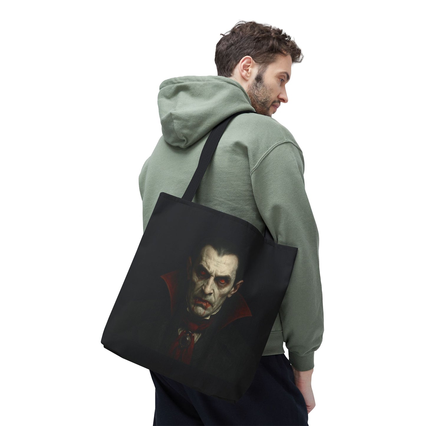 Vampire Haunted Tote Bag, Spooky Shopping Bag, Halloween Accessory, Gothic Style Handbag, Perfect for Halloween Parties, Unisex Tote