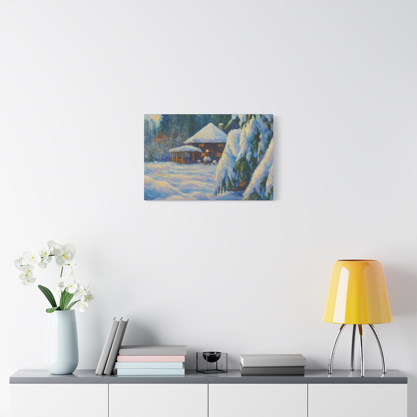 Winter Landscape Canvas Wall Art, Cozy Home Decor, Christmas Gift, Seasonal Artwork, Impressionist Style