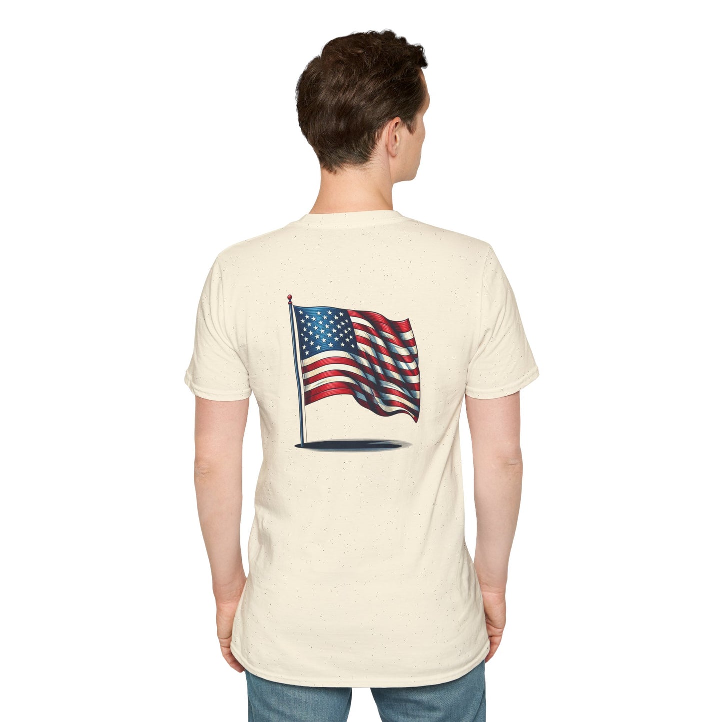Patriotic Unisex Softstyle T-Shirt, American Flag Tee, USA Pride Shirt, Perfect for Independence Day, Casual Wear
