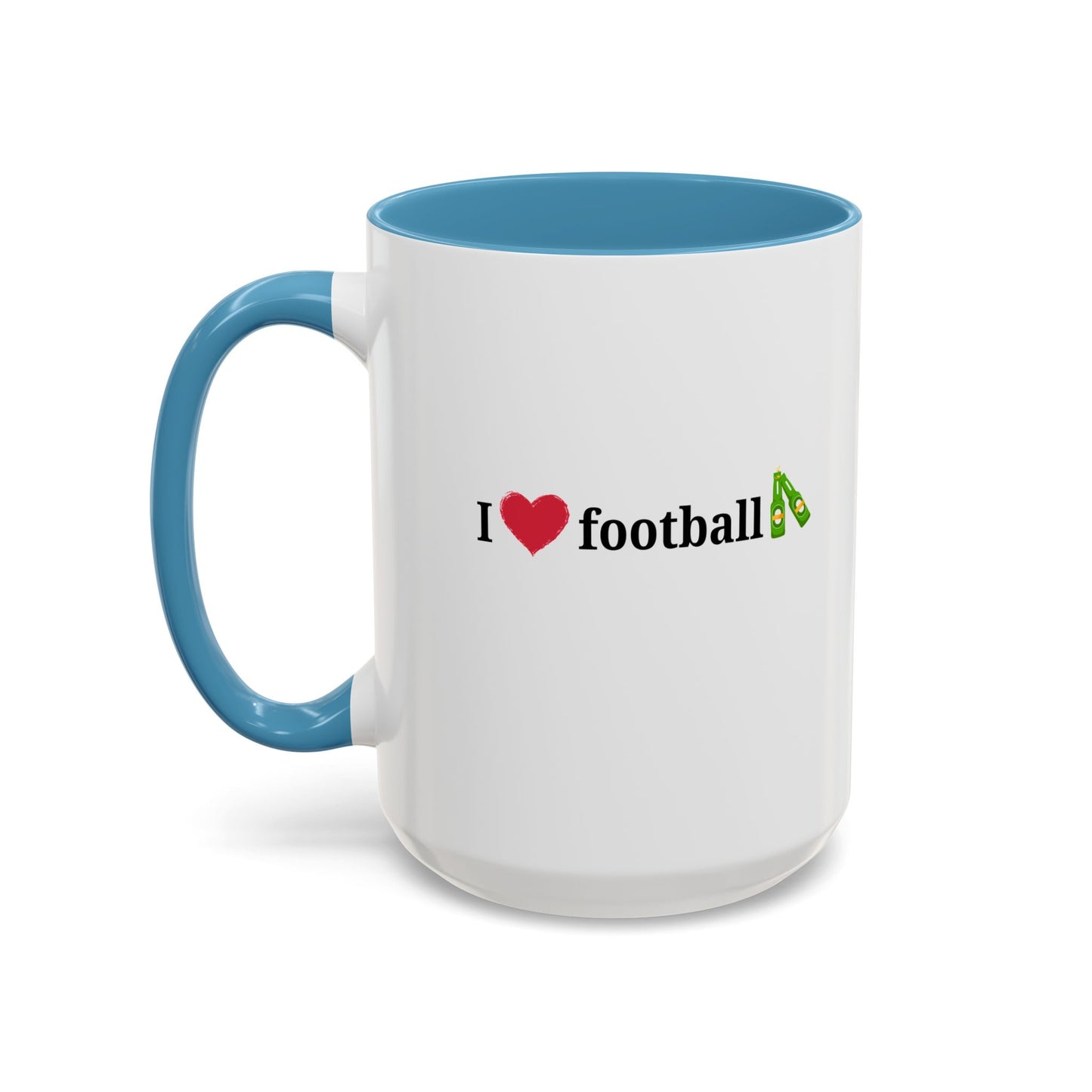 I Love Football Accent Coffee Mug, Perfect Gift for Sports Lovers, Football Enthusiasts, Unique Mug for Game Days, Home or Office Decor