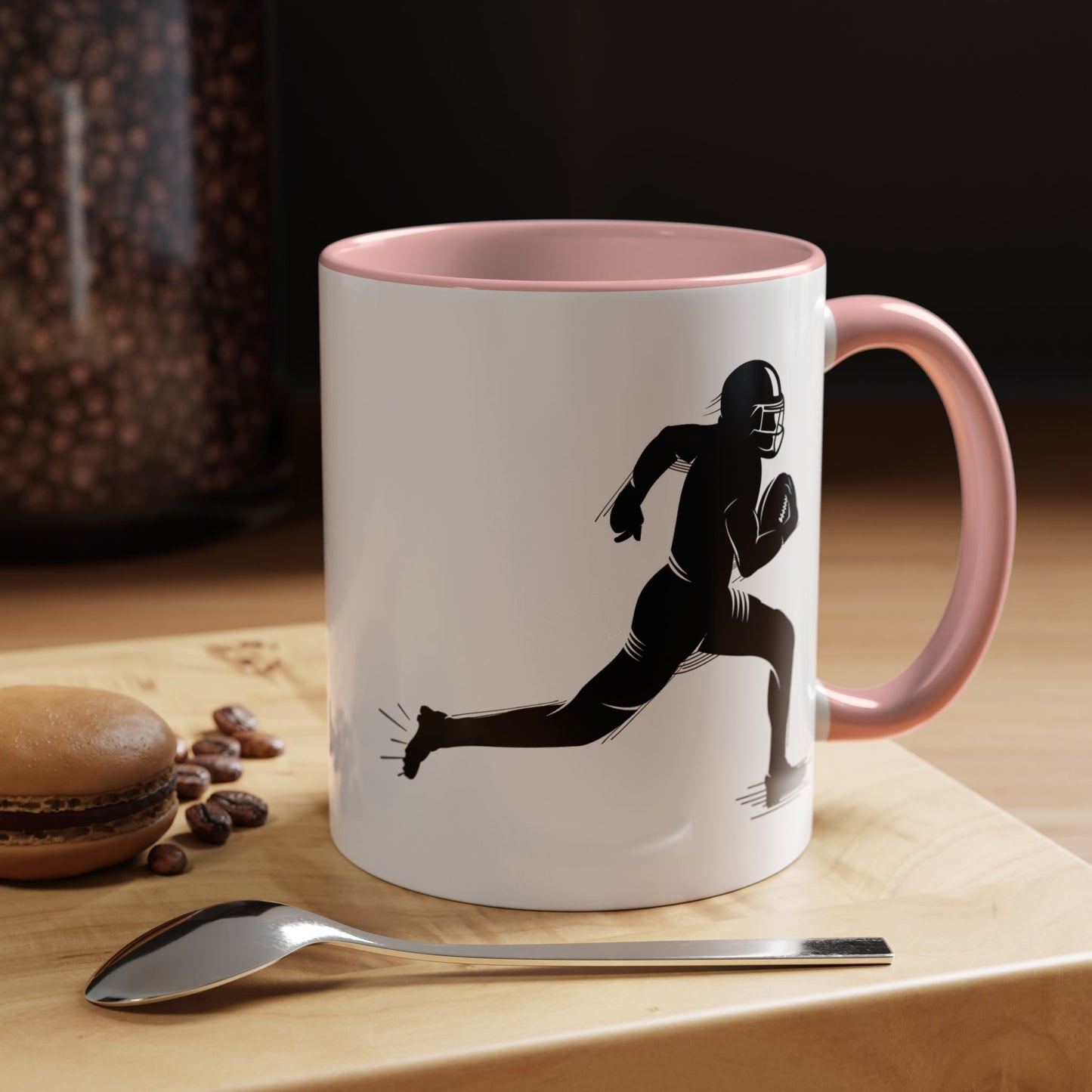 Football Player Themed Accent Coffee Mug, Sports Fan Gift, Unique Mug for Athletes, Coffee Lover, Game Day Essential