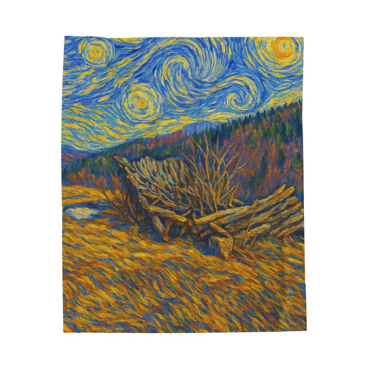 Starry Night Velveteen Plush Blanket, Cozy Throw Blanket for Home Decor, Gift for Art Lovers, Perfect for Christmas or Home Warmth