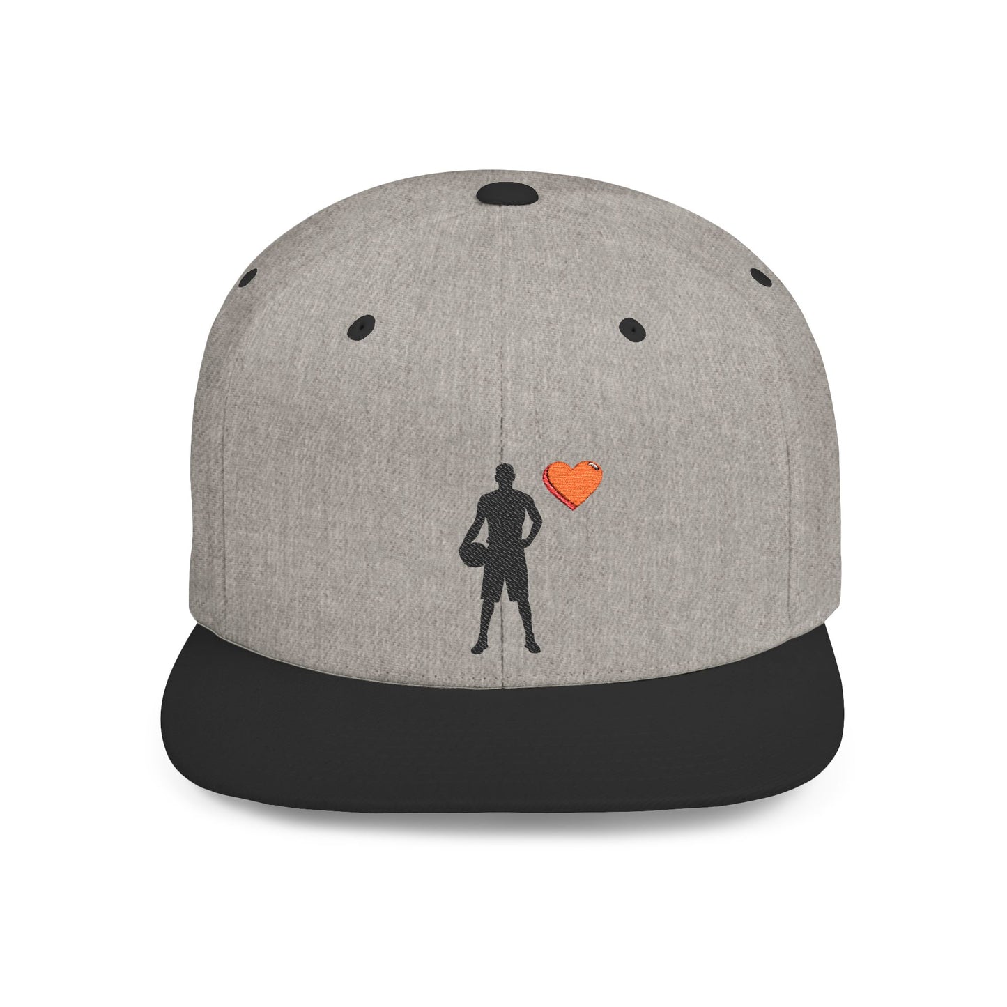 Sporty Love Flat Bill Snapback Hat – Adjustable Cap for Athletes, Casual Wear, Gifts for Sports Fans, Basketball Enthusiasts, Unique