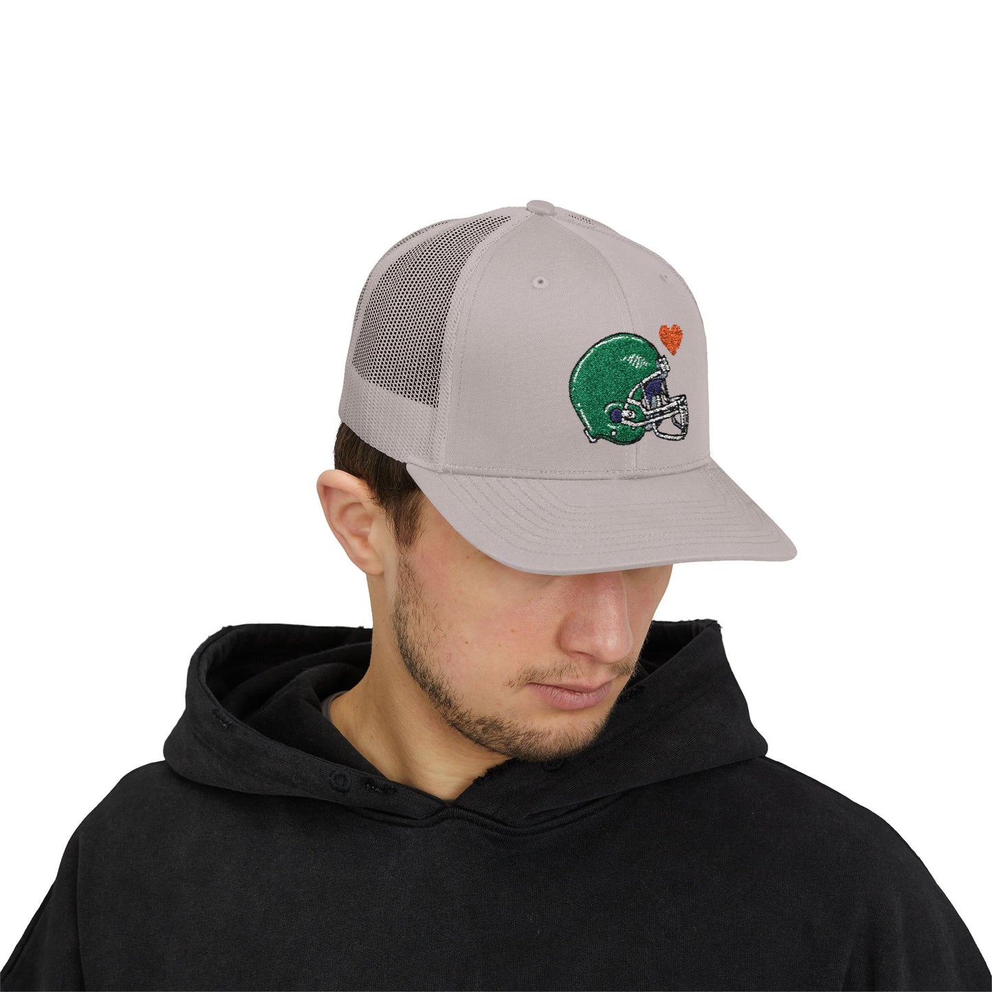 Snapback Trucker Cap with Football Heart Design - Perfect for Sports Fans, Gifts for Gamers, Casual Outings, Tailgating, and Team Spirit