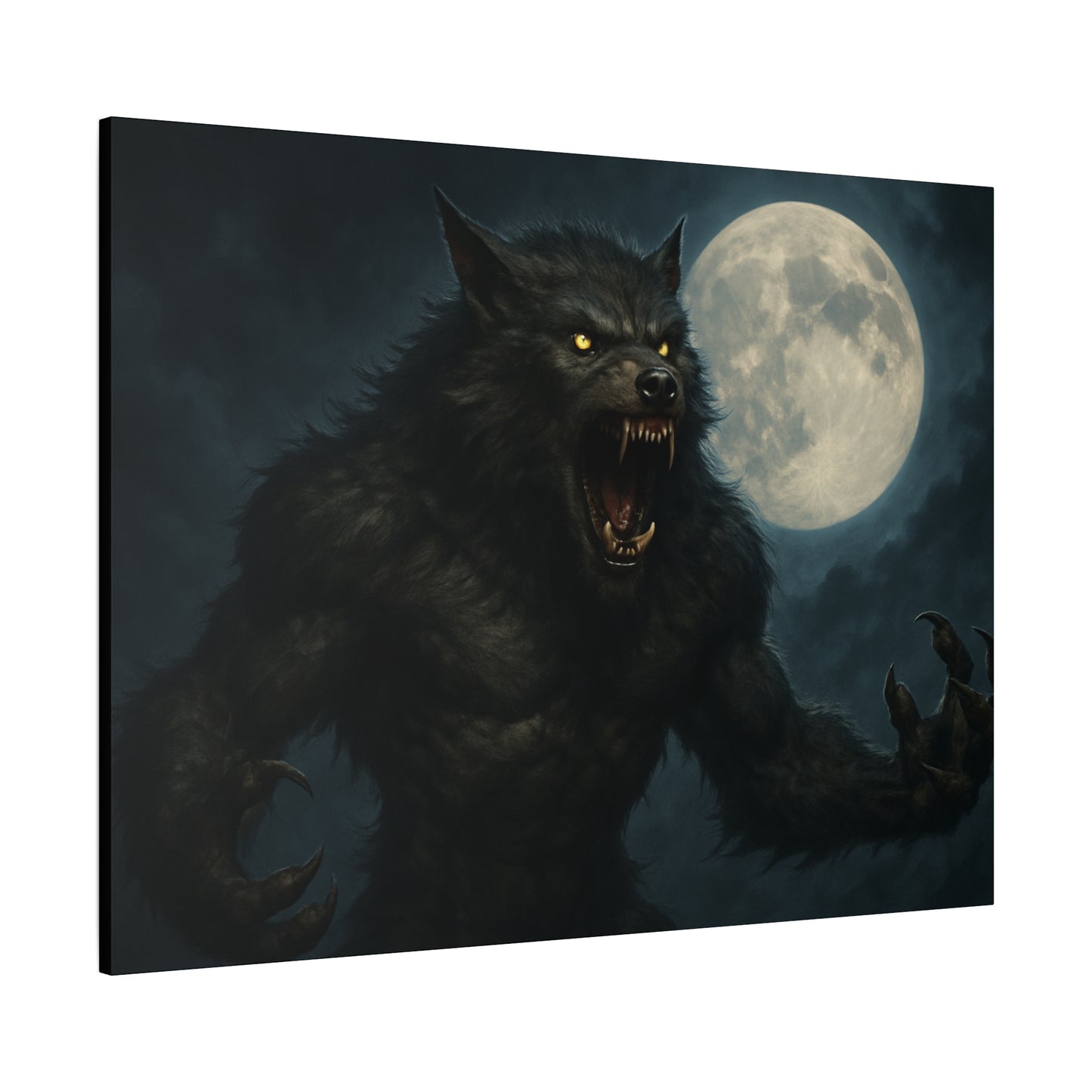 Werewolf Moon Canvas Art | Dark Fantasy Decor for Halloween, Gothic Home, Werewolf Lover Gift, Unique Wall Art, Spooky Decor