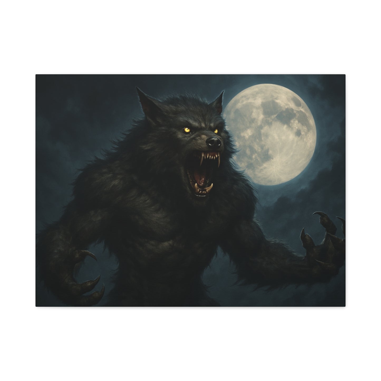 Werewolf Moon Canvas Art | Dark Fantasy Decor for Halloween, Gothic Home, Werewolf Lover Gift, Unique Wall Art, Spooky Decor