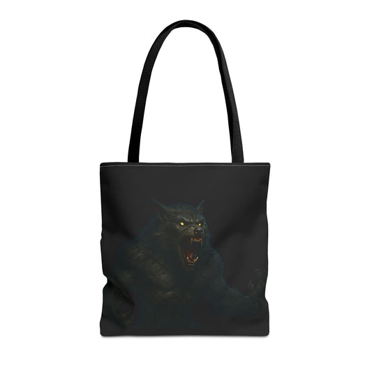 Fierce Werewolf Tote Bag, Halloween Accessories, Dark Art Tote, Animal Lover Gift, Geeky Shopping Bag