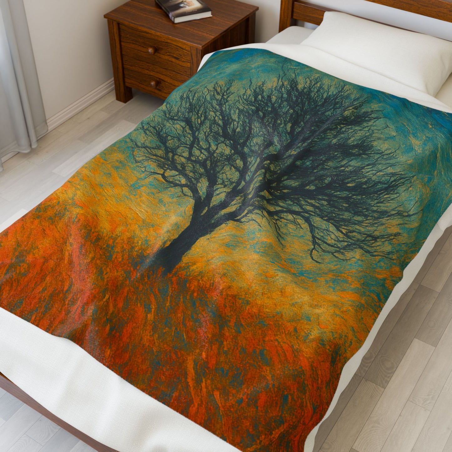 Cozy Velveteen Plush Blanket with Serene Tree Design | Comfortable Home Decor, Gift for Nature Lovers, Cozy Nights, Warmth&Style