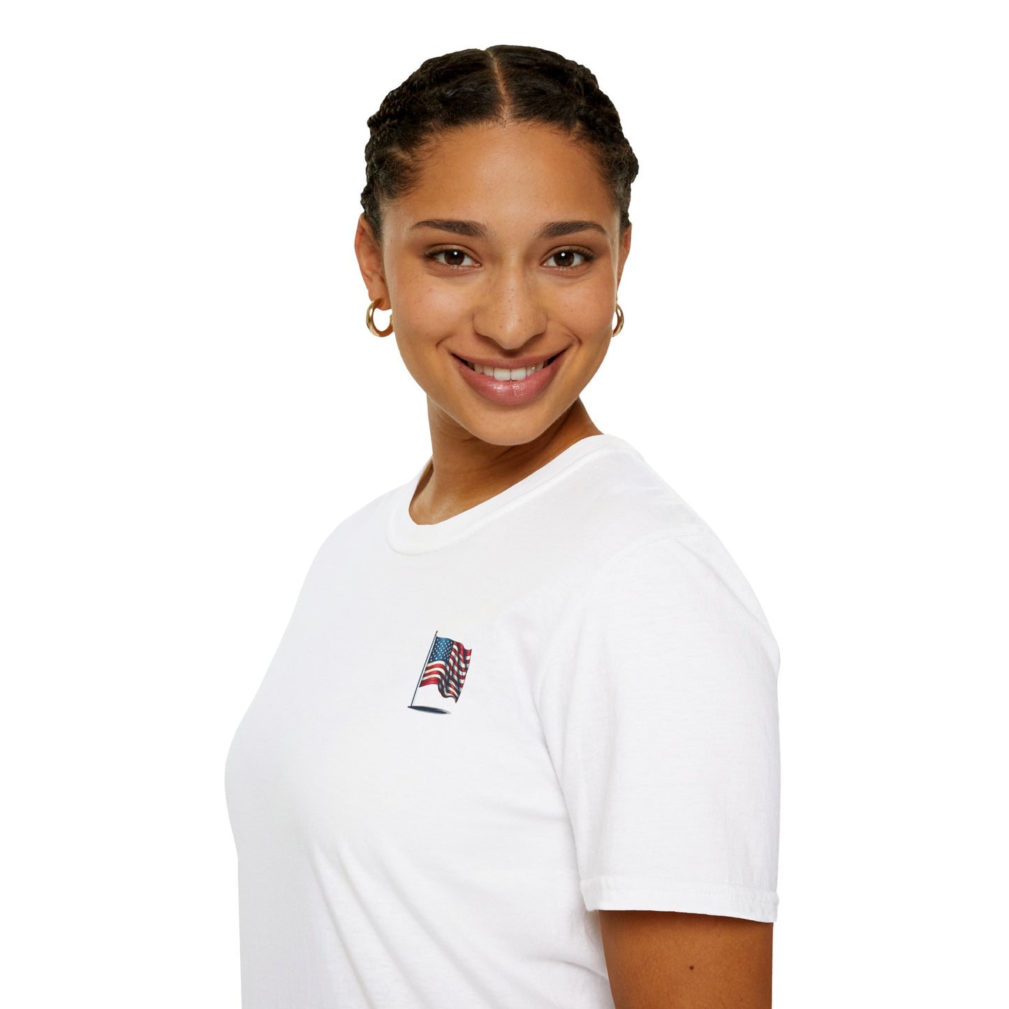 Patriotic Unisex Softstyle T-Shirt, American Flag Tee, USA Pride Shirt, Perfect for Independence Day, Casual Wear