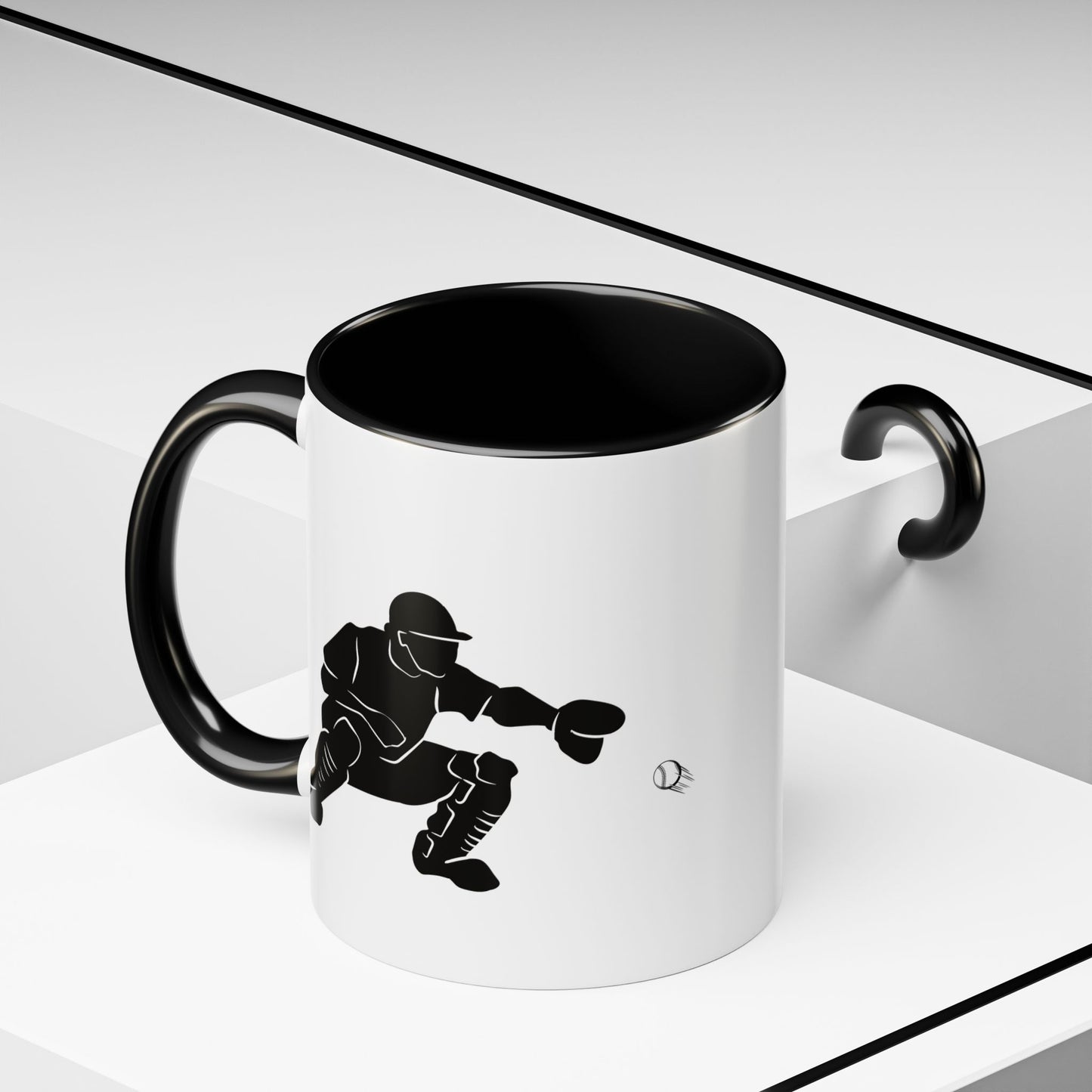 Baseball Catcher Coffee Mug, Sports Gift for Coaches, Black Accent Mug for Fans, Perfect for Birthdays & Celebrations, Unique Cup
