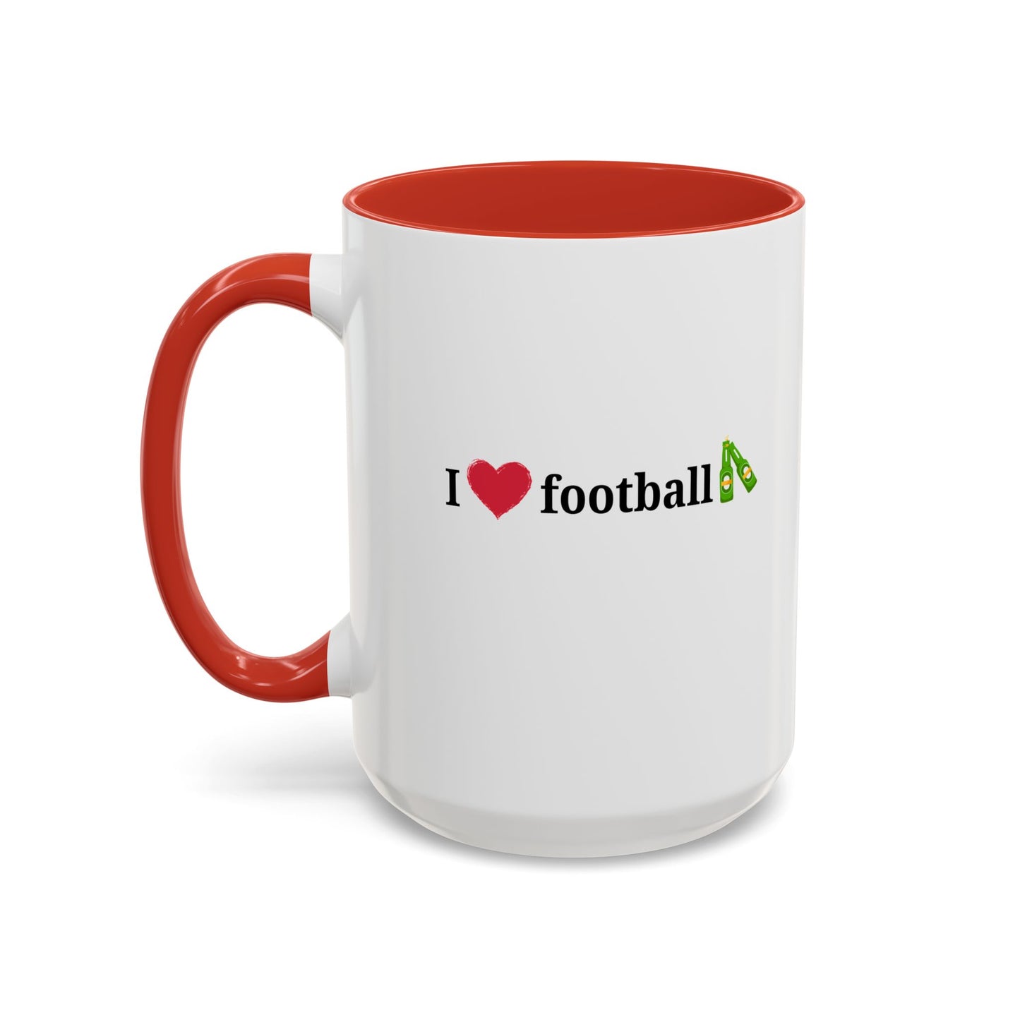 I Love Football Accent Coffee Mug, Perfect Gift for Sports Lovers, Football Enthusiasts, Unique Mug for Game Days, Home or Office Decor