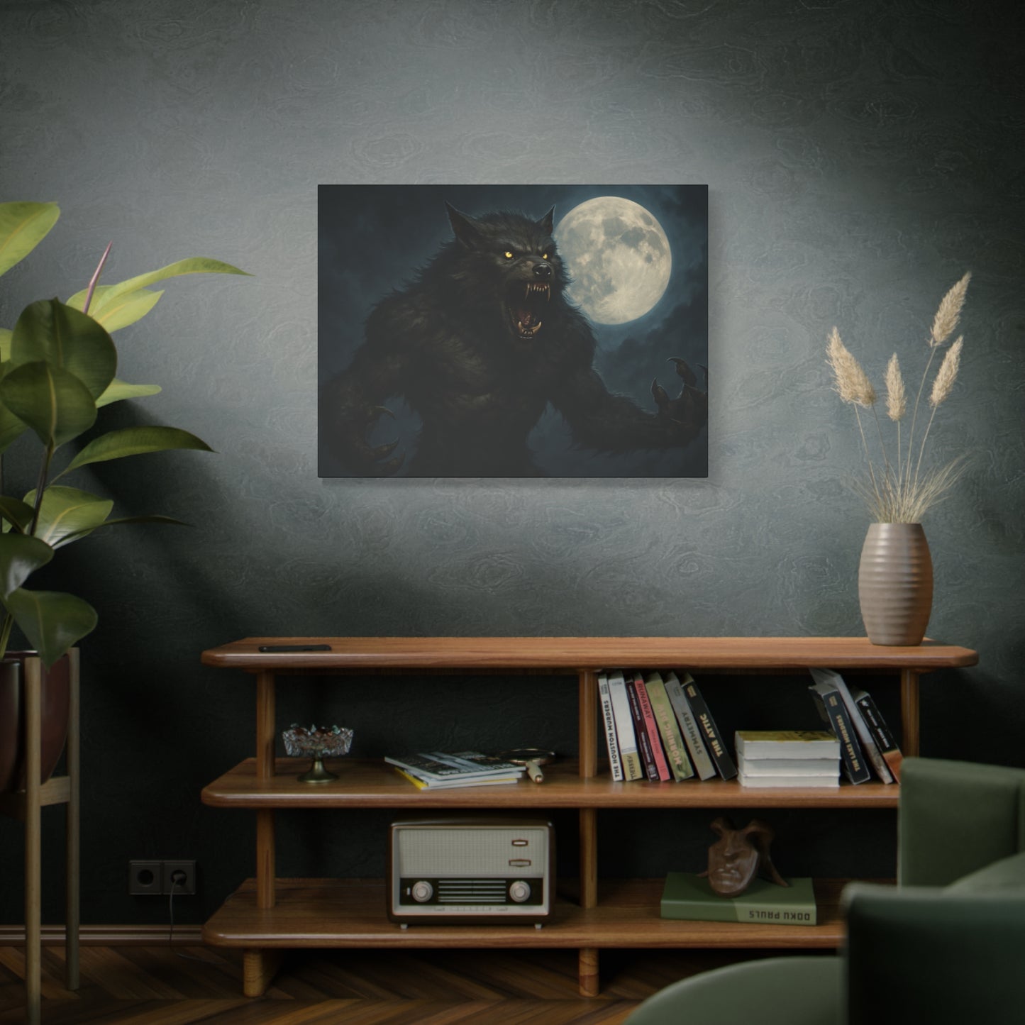 Werewolf Moon Canvas Art | Dark Fantasy Decor for Halloween, Gothic Home, Werewolf Lover Gift, Unique Wall Art, Spooky Decor