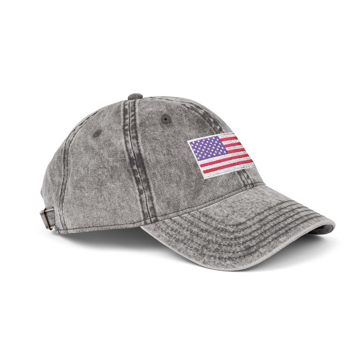 Embroidered Vintage Cap with USA Flag Design
