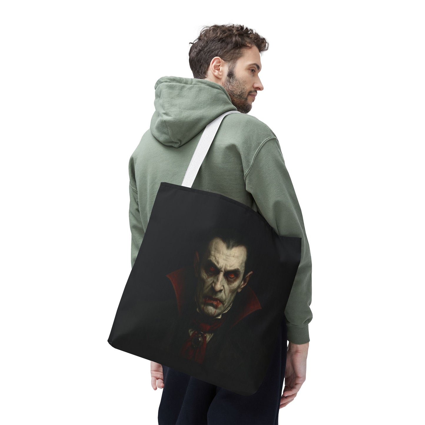 Vampire Haunted Tote Bag, Spooky Shopping Bag, Halloween Accessory, Gothic Style Handbag, Perfect for Halloween Parties, Unisex Tote