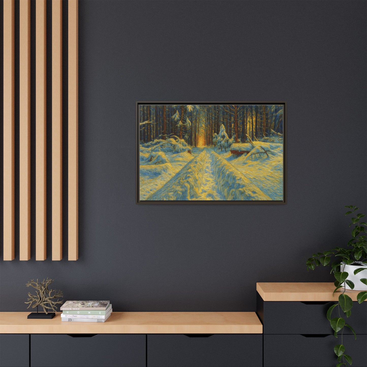 Canvas Art, Winter Landscape Wall Decor, Nature Lovers Gift, Seasonal Decor, Holiday Wall Art, Cozy Home Decoration, Framed Matte Canvas