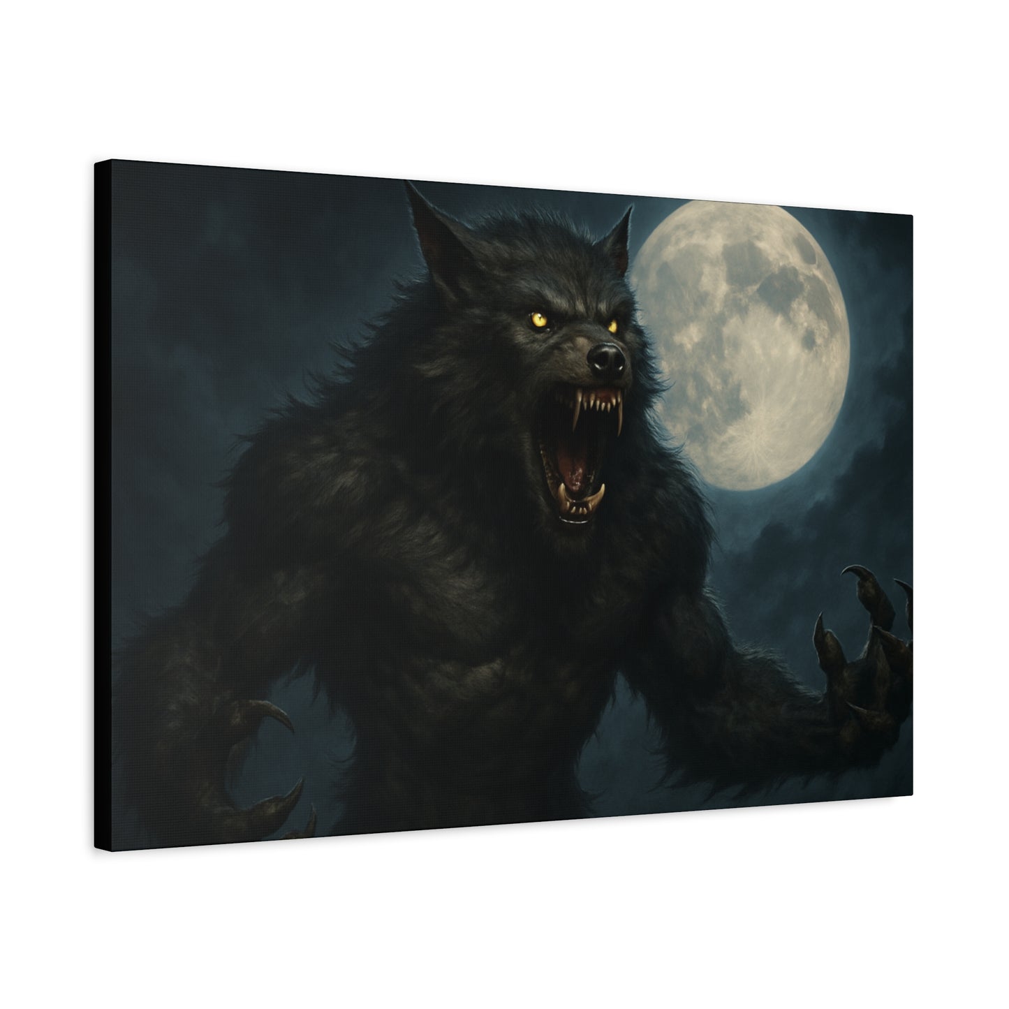 Werewolf Moon Canvas Art | Dark Fantasy Decor for Halloween, Gothic Home, Werewolf Lover Gift, Unique Wall Art, Spooky Decor