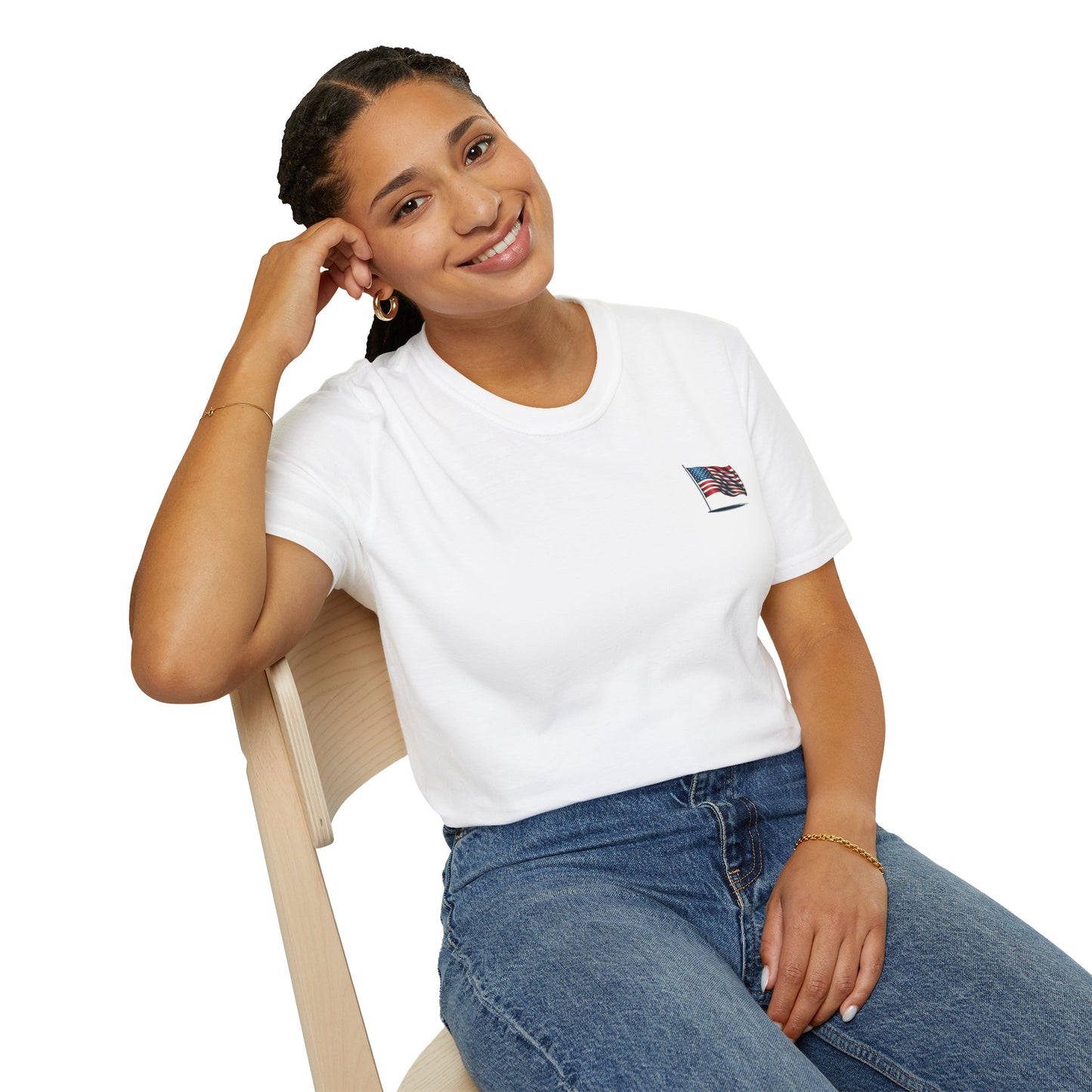 Patriotic Unisex Softstyle T-Shirt, American Flag Tee, USA Pride Shirt, Perfect for Independence Day, Casual Wear