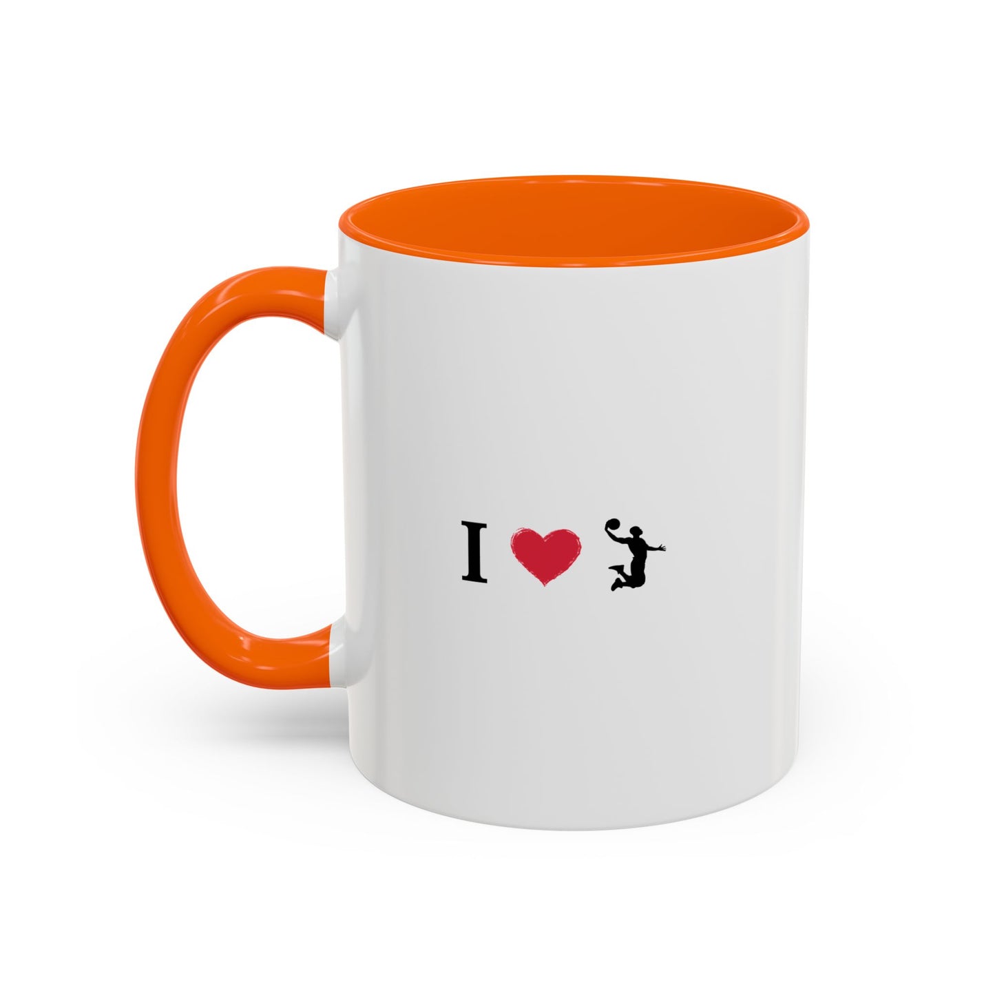 I Love Basketball Coffee Ceramic Mug, Cute Coffee Lover Gift, Personalized Mug for Fun, Black Accent Mug for Birthdays, Holidays, Office