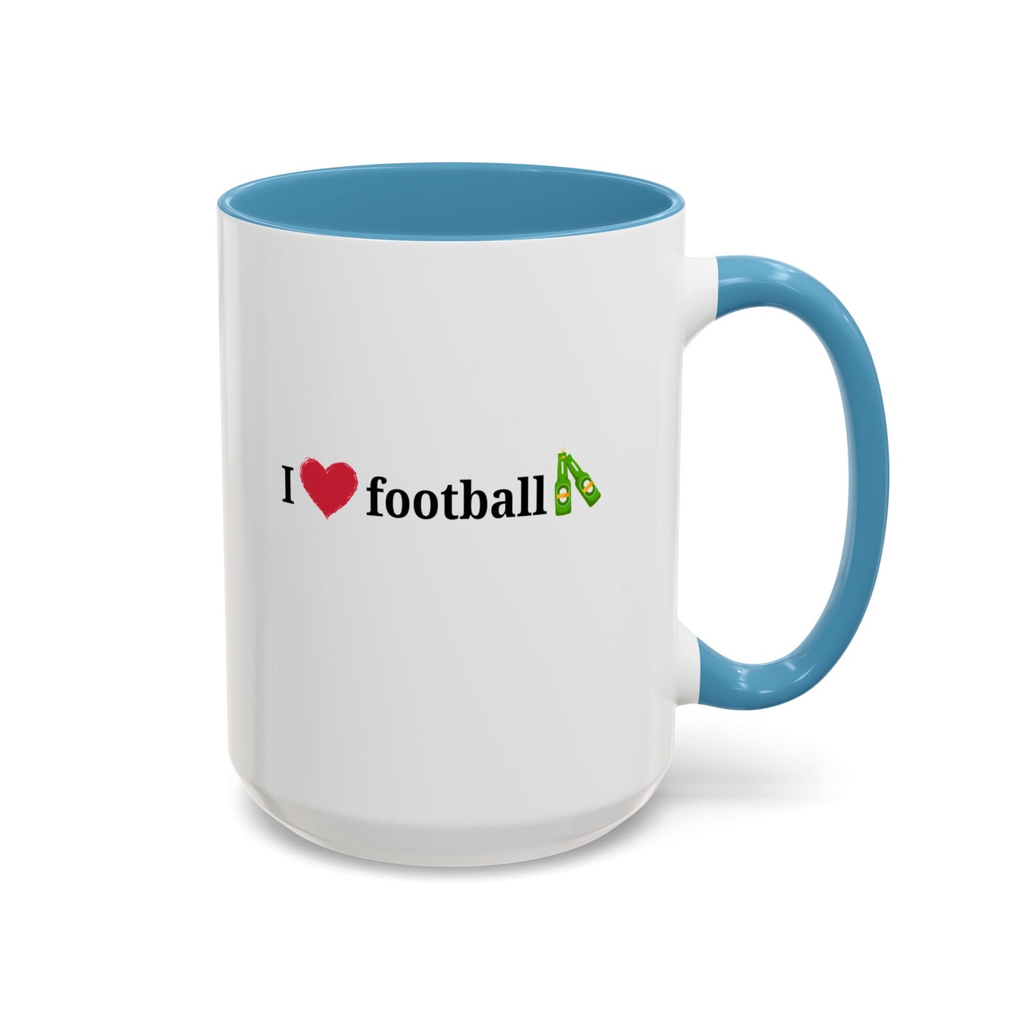 I Love Football Accent Coffee Mug, Perfect Gift for Sports Lovers, Football Enthusiasts, Unique Mug for Game Days, Home or Office Decor