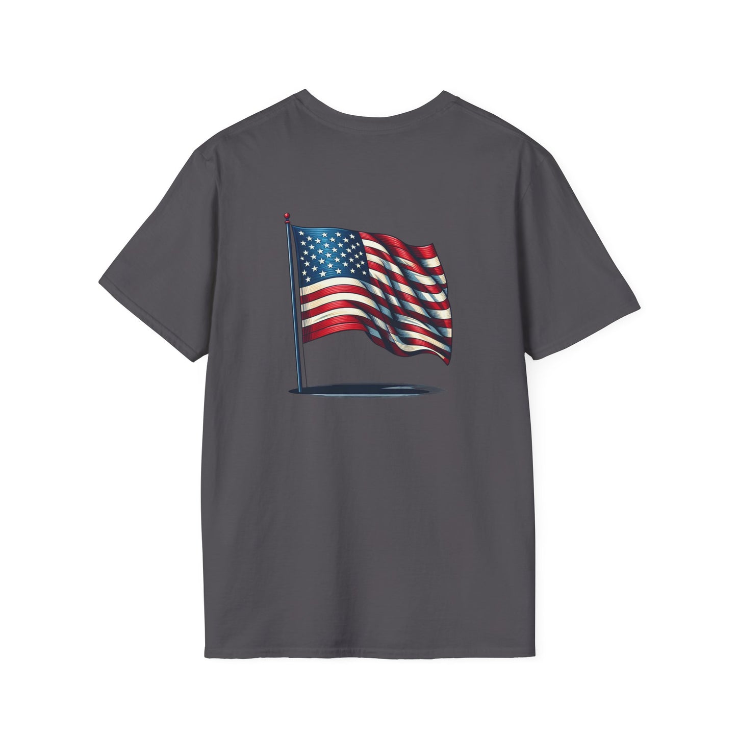 Patriotic Unisex Softstyle T-Shirt, American Flag Tee, USA Pride Shirt, Perfect for Independence Day, Casual Wear