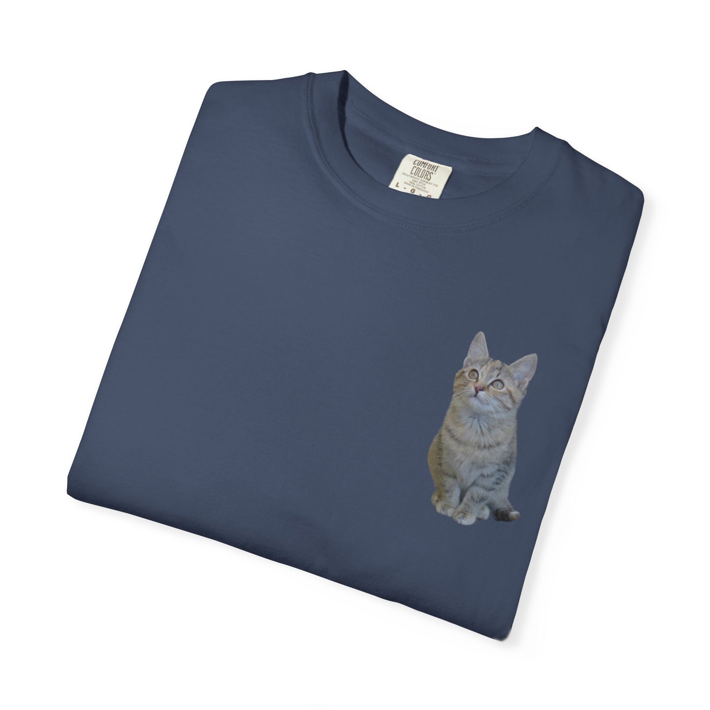 Whimsical Cat Pocket T-Shirt for Cat Lovers
