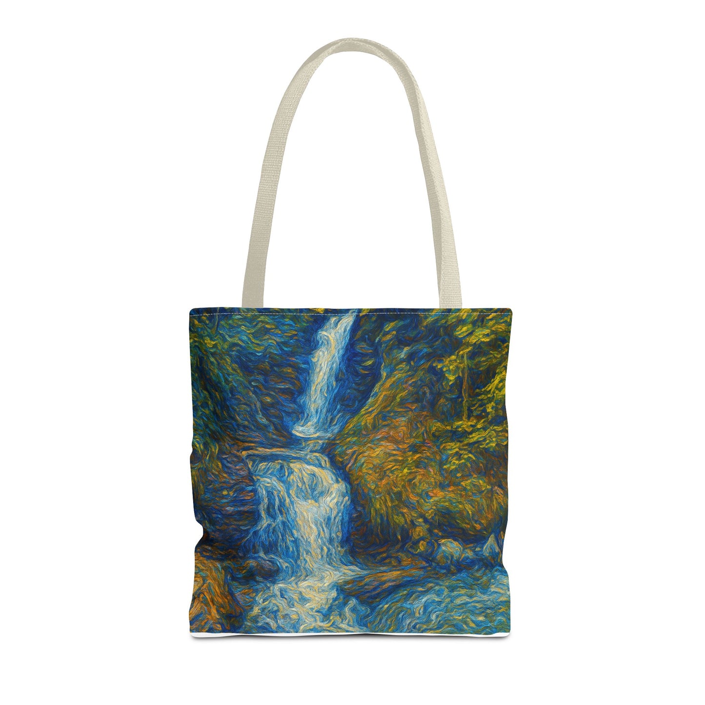 Nature-Inspired Tote Bag, Artistic Eco-Friendly Shopper, Waterfall Design, Reusable Market Bag, Gift for Nature Lovers