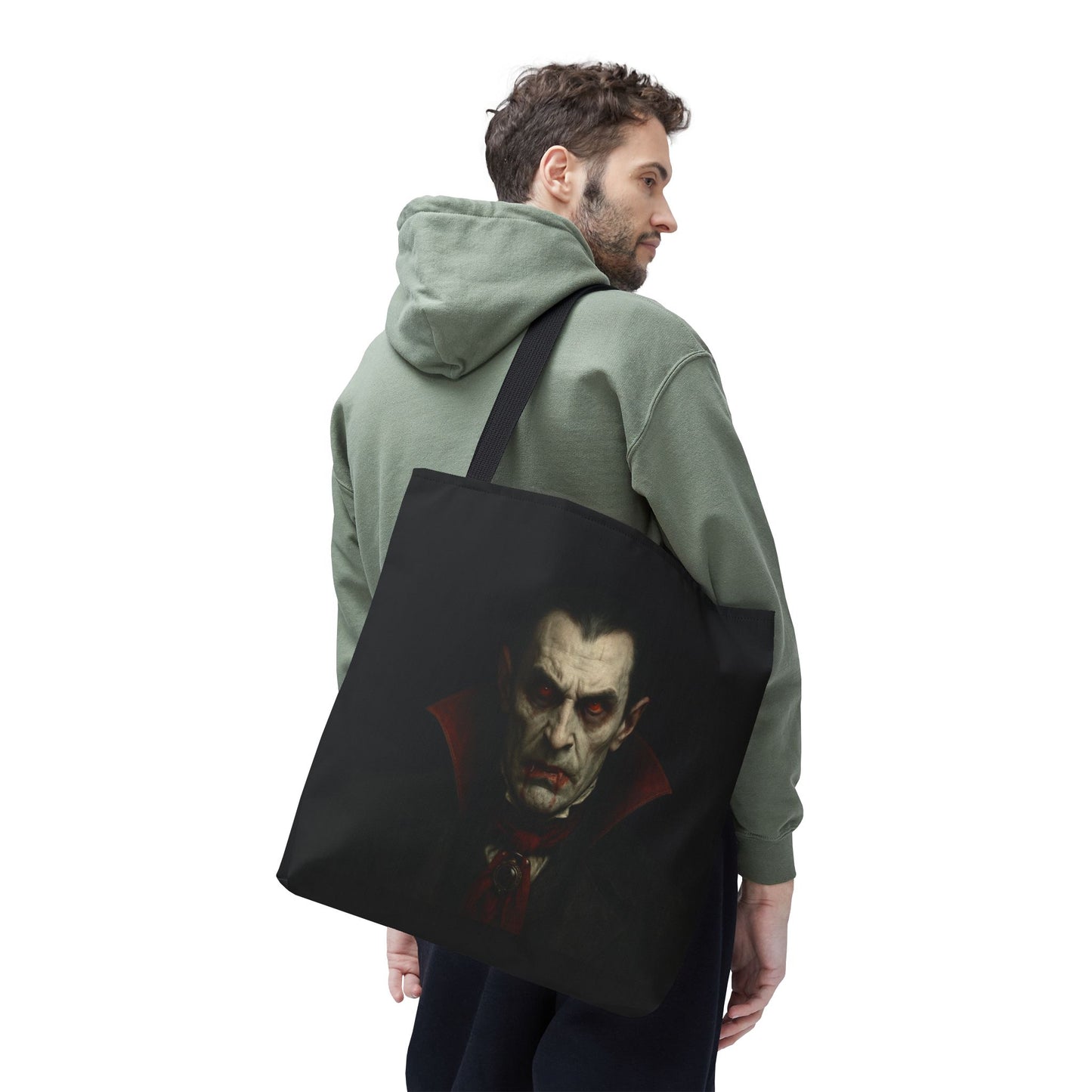 Vampire Haunted Tote Bag, Spooky Shopping Bag, Halloween Accessory, Gothic Style Handbag, Perfect for Halloween Parties, Unisex Tote