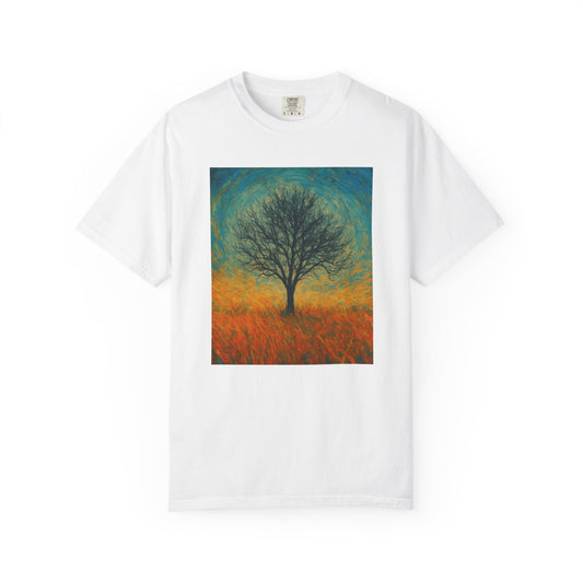 Nature-Themed Unisex Garment-Dyed T-Shirt - Tree Design, Bohemian Tee, Nature Lover Gift, Eco-Friendly Fashion, Casual Wear