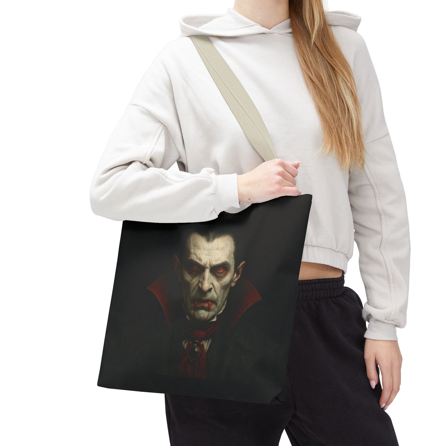Vampire Haunted Tote Bag, Spooky Shopping Bag, Halloween Accessory, Gothic Style Handbag, Perfect for Halloween Parties, Unisex Tote