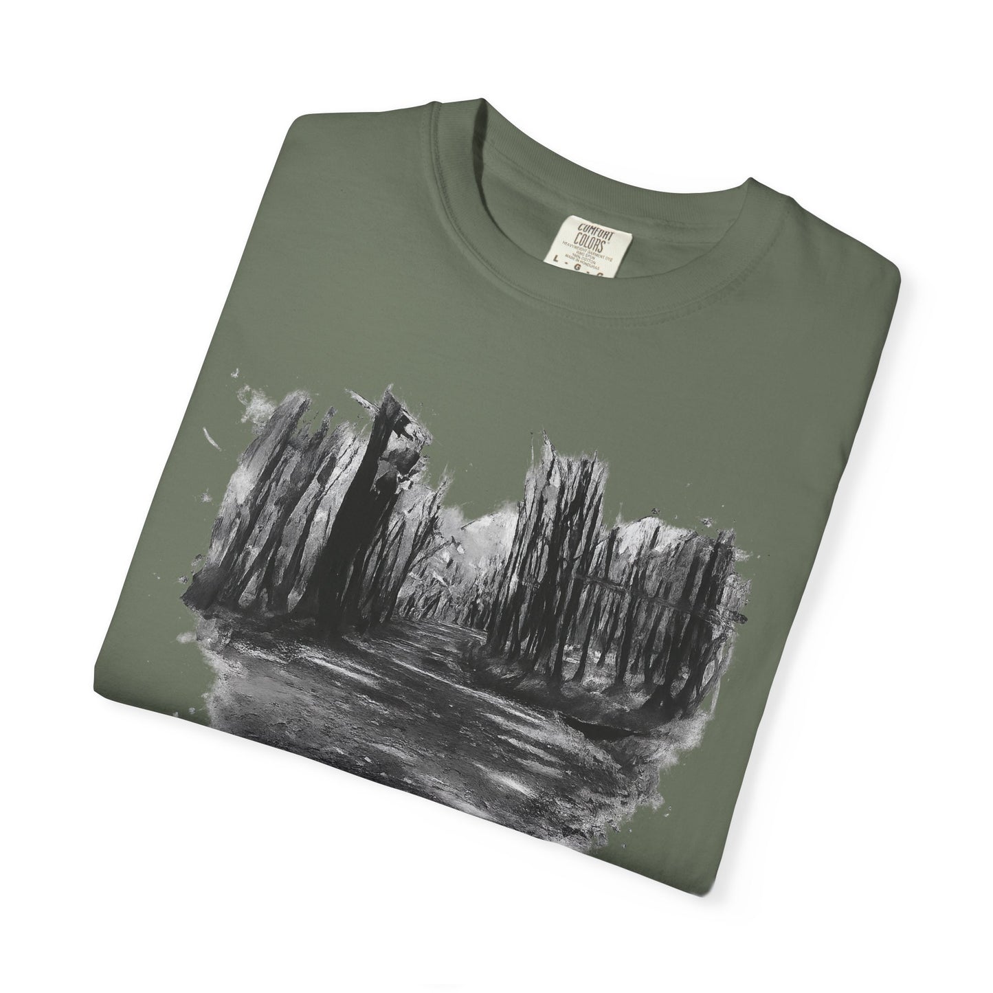 Artistic Forest Scene T-shirt | Nature Lover Gift, Outdoor Adventure Tee, Eco-Friendly Fashion, Vintage Inspired Clothing, Unisex Gift