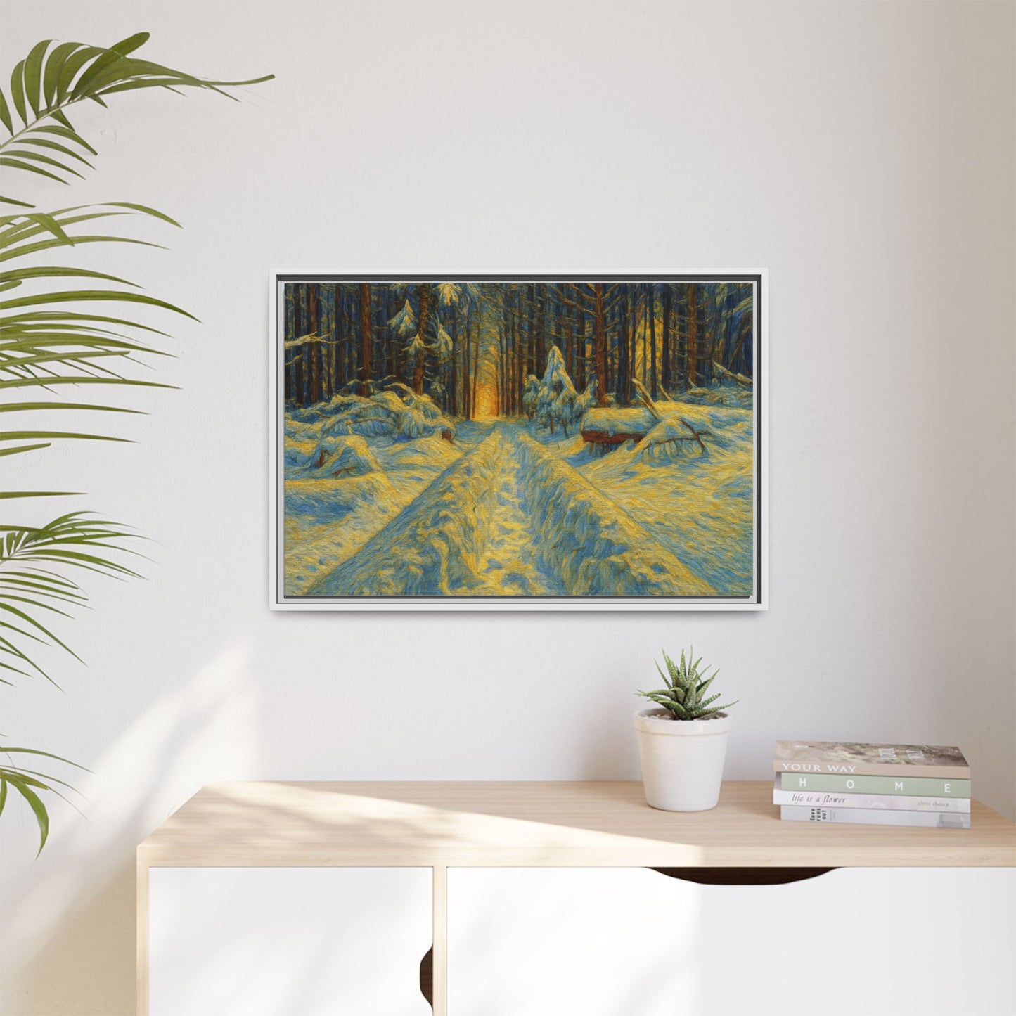 Canvas Art, Winter Landscape Wall Decor, Nature Lovers Gift, Seasonal Decor, Holiday Wall Art, Cozy Home Decoration, Framed Matte Canvas