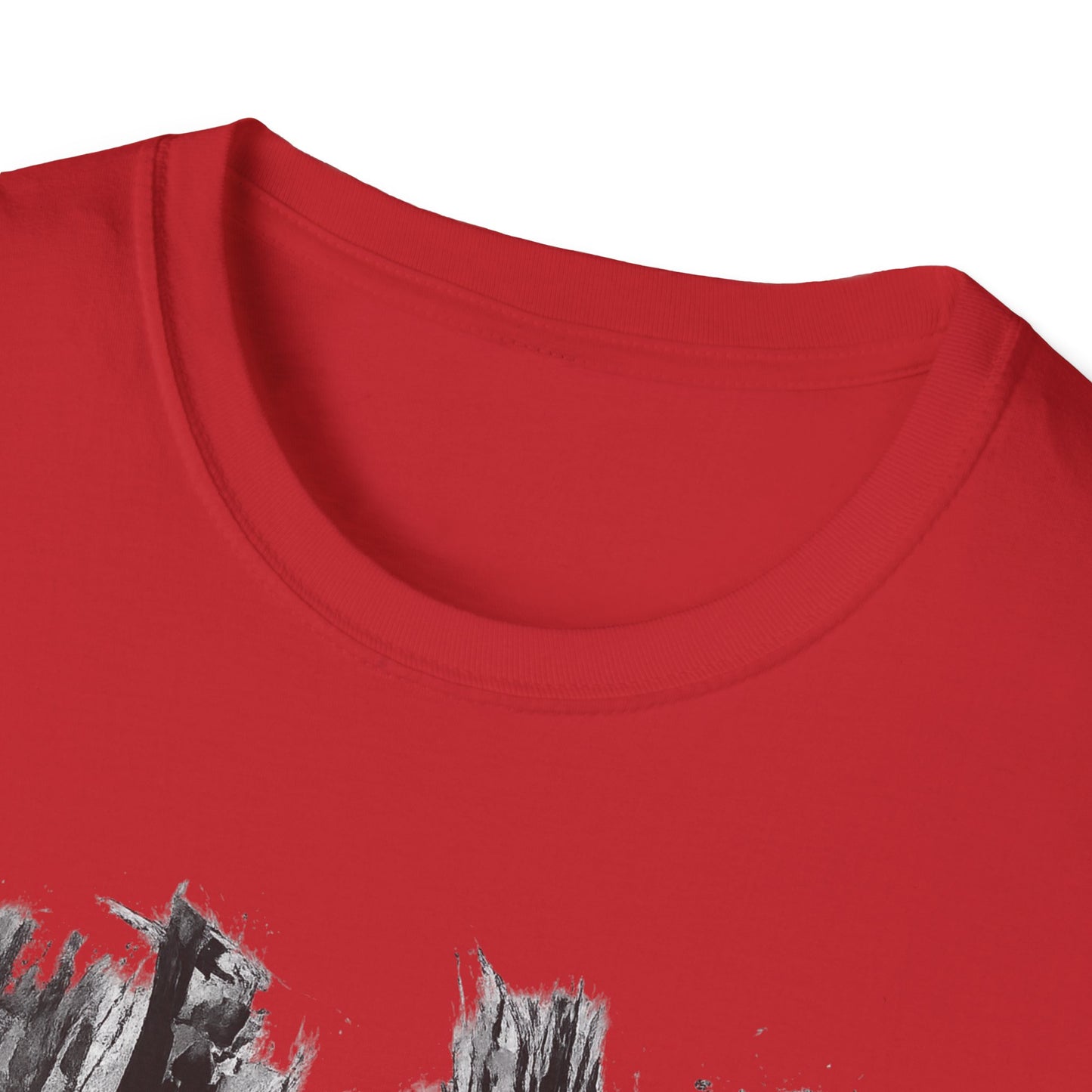 Unisex Softstyle T-Shirt with Abstract Landscape Art, Casual Wear, Gift for Art Lovers, Everyday Fashion, Nature Inspired Tee