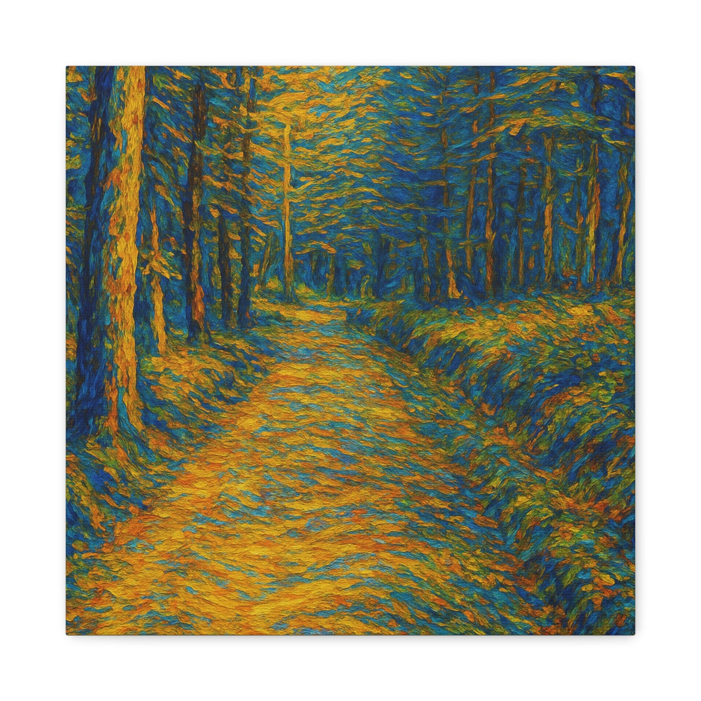 Van Gogh Style Forest Canvas Art | Nature Wall Decor, Home Office Accent, Gift for Nature Lovers, Gallery Wrapped, Living Room Wall Art