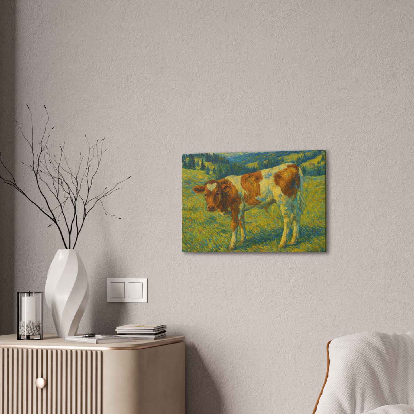 Cow Art Canvas Print, Rustic Farmhouse Decor, Animal Lover Gift, Country Wall Art, Thoughtful Homewarming
