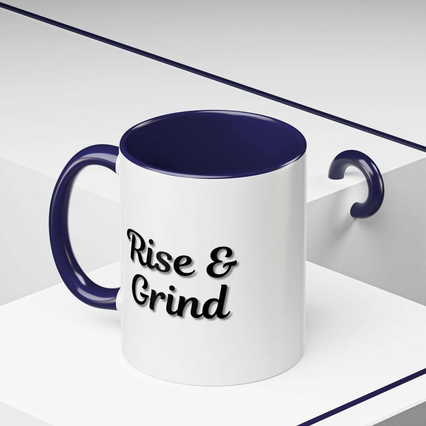 Rise & Grind Coffee Mug – Motivational Black Accent Mug for Daily Inspiration