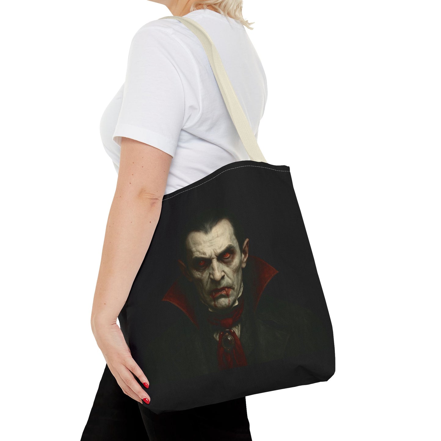 Vampire Haunted Tote Bag, Spooky Shopping Bag, Halloween Accessory, Gothic Style Handbag, Perfect for Halloween Parties, Unisex Tote