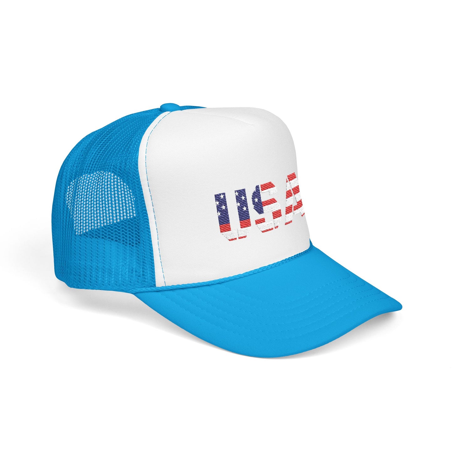 USA Flag Embroidered Foam Trucker Hat, Patriotic Cap, Red Mesh Hat, Summer Outdoor Gear, Festival Accessory, July 4th Gift