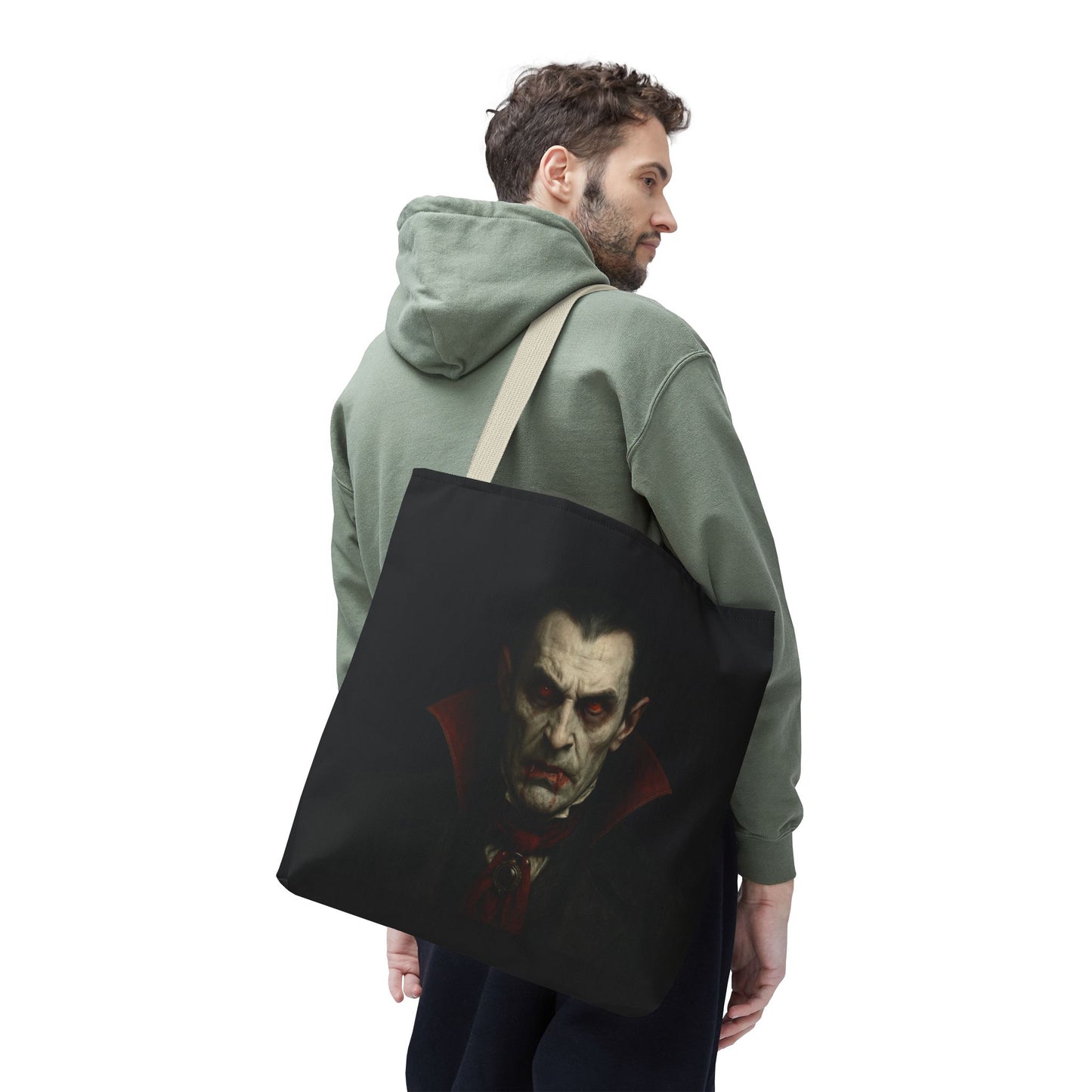 Vampire Haunted Tote Bag, Spooky Shopping Bag, Halloween Accessory, Gothic Style Handbag, Perfect for Halloween Parties, Unisex Tote