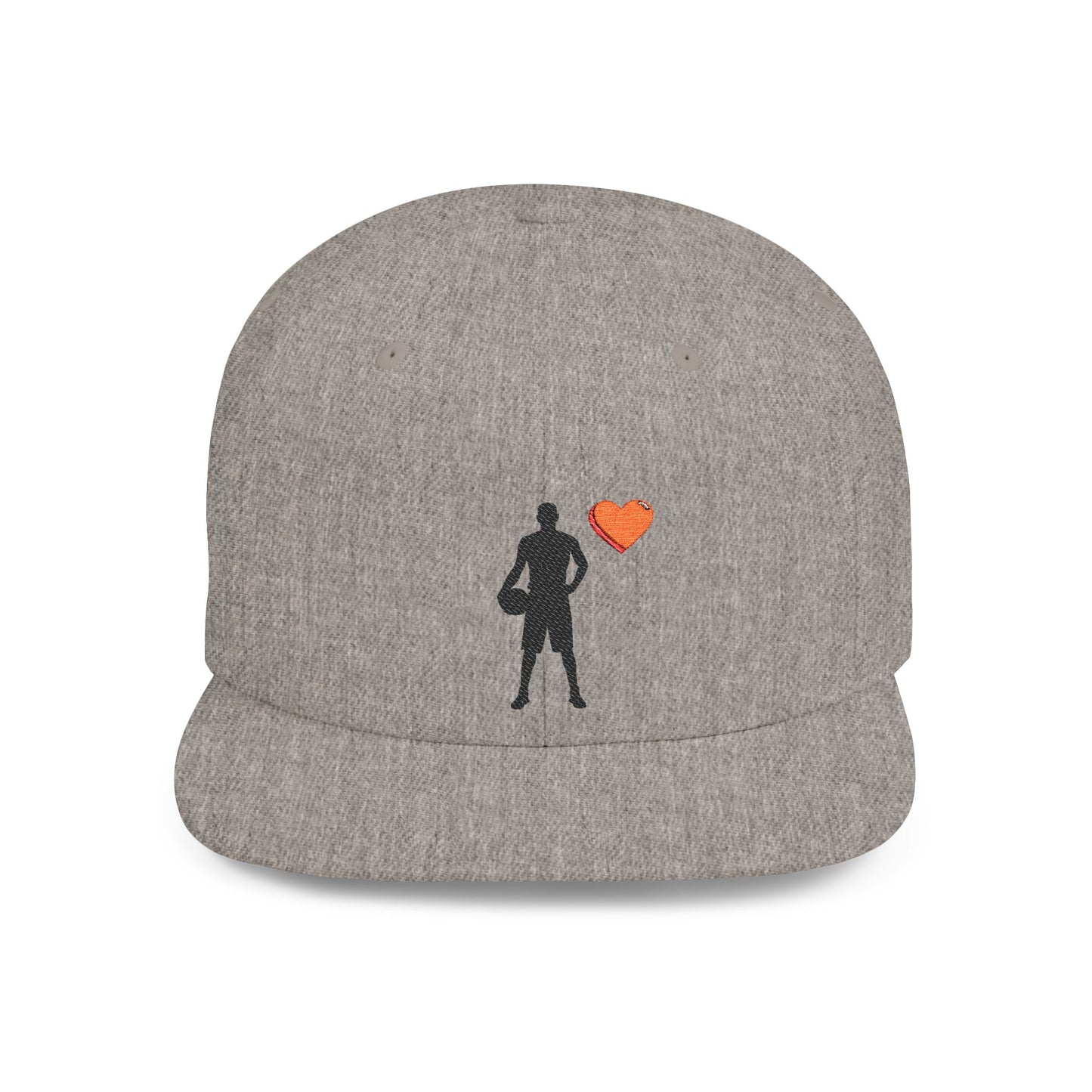 Sporty Love Flat Bill Snapback Hat – Adjustable Cap for Athletes, Casual Wear, Gifts for Sports Fans, Basketball Enthusiasts, Unique