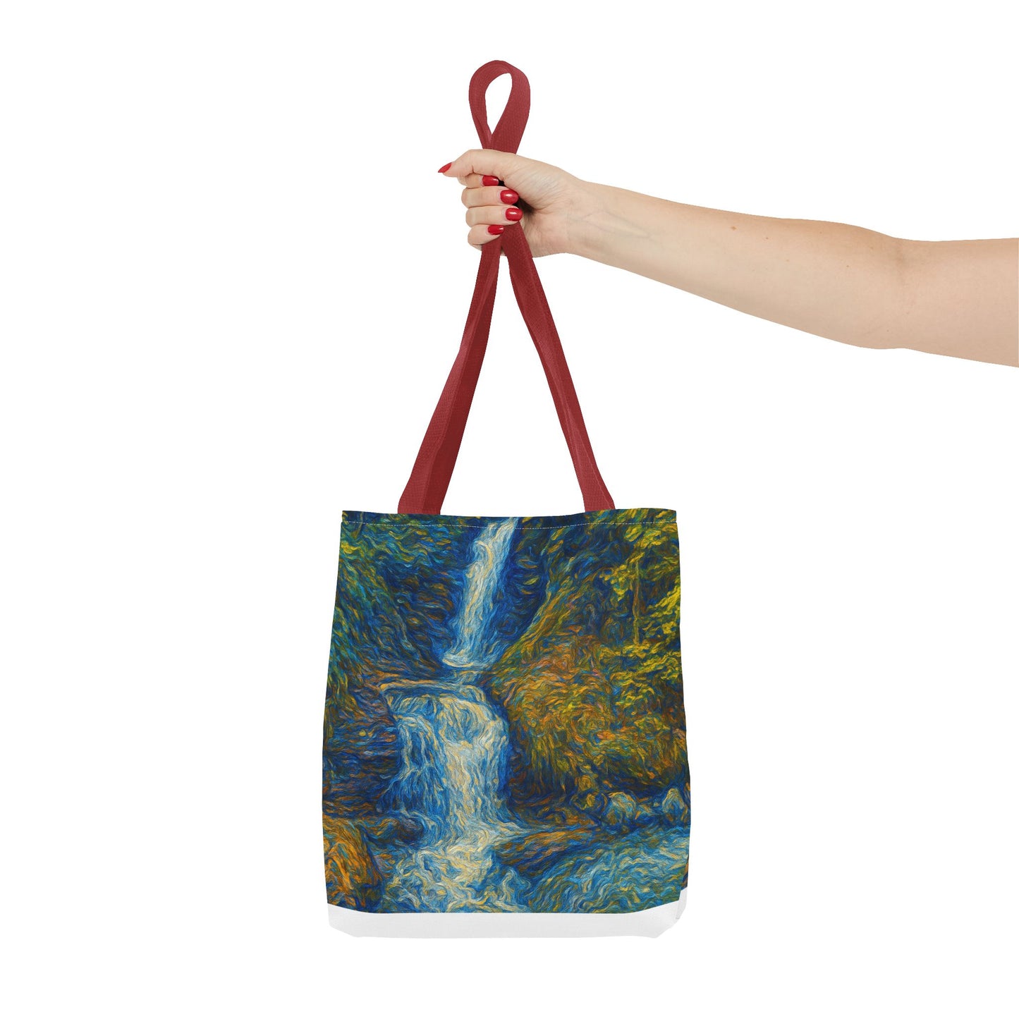 Nature-Inspired Tote Bag, Artistic Eco-Friendly Shopper, Waterfall Design, Reusable Market Bag, Gift for Nature Lovers
