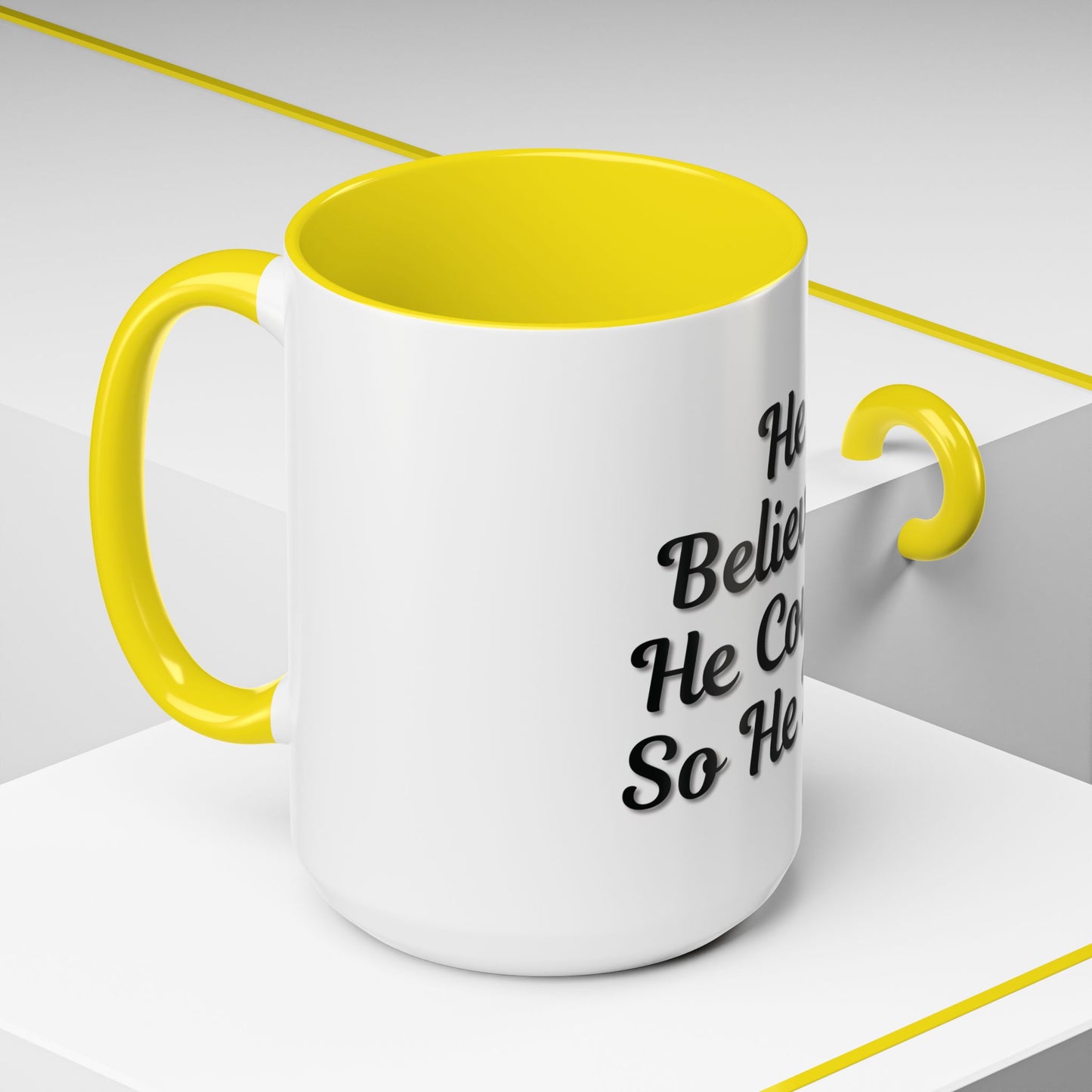 Inspirational Accent Coffee Mug - 'He Believed He Could, So He Did' - Perfect Gift for Motivational Moments