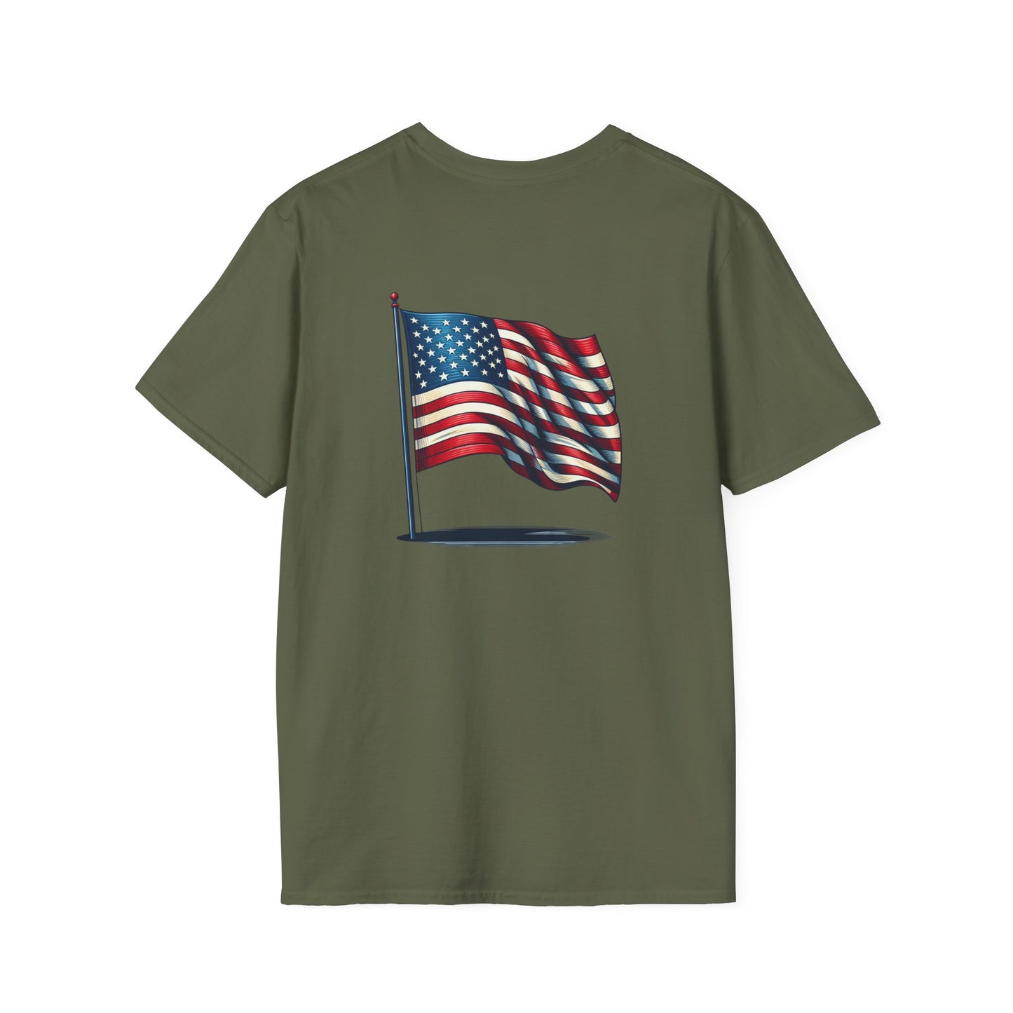 Patriotic Unisex Softstyle T-Shirt, American Flag Tee, USA Pride Shirt, Perfect for Independence Day, Casual Wear
