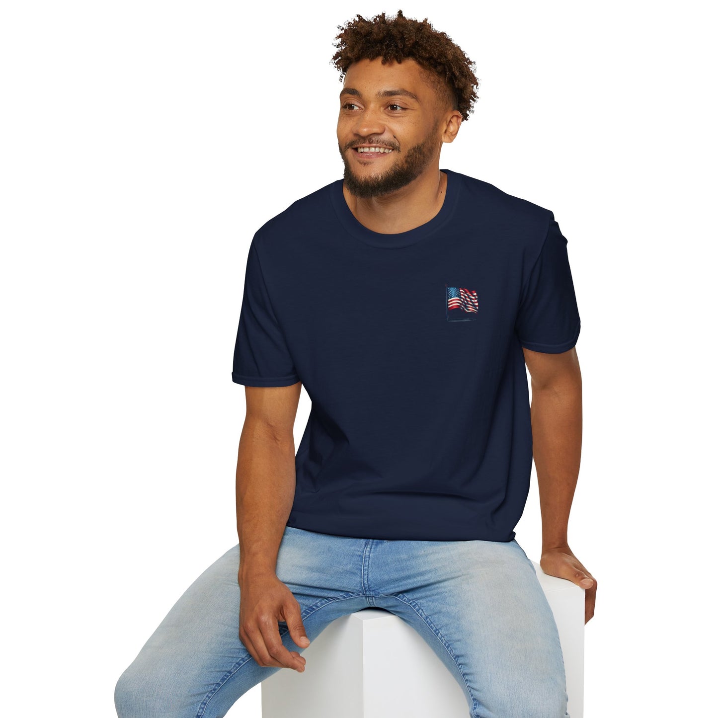 Patriotic Unisex Softstyle T-Shirt, American Flag Tee, USA Pride Shirt, Perfect for Independence Day, Casual Wear