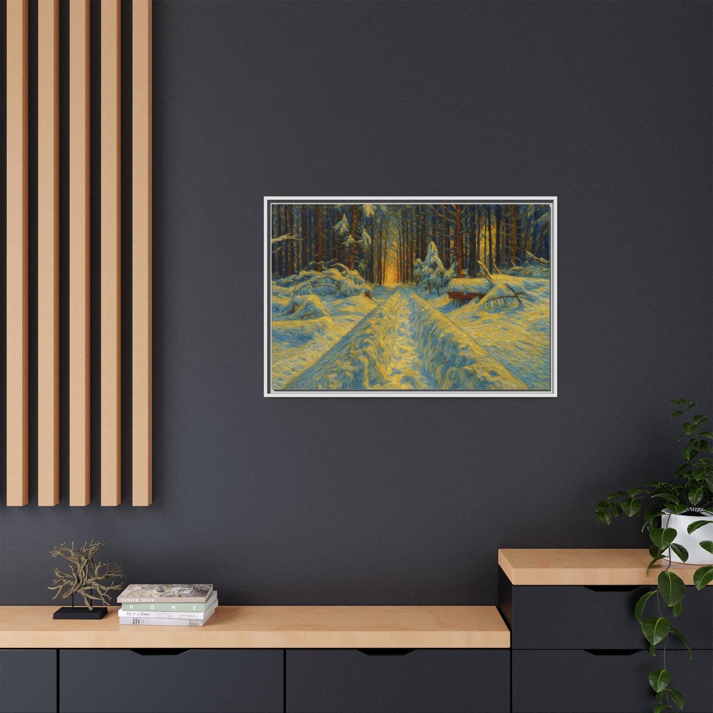 Canvas Art, Winter Landscape Wall Decor, Nature Lovers Gift, Seasonal Decor, Holiday Wall Art, Cozy Home Decoration, Framed Matte Canvas