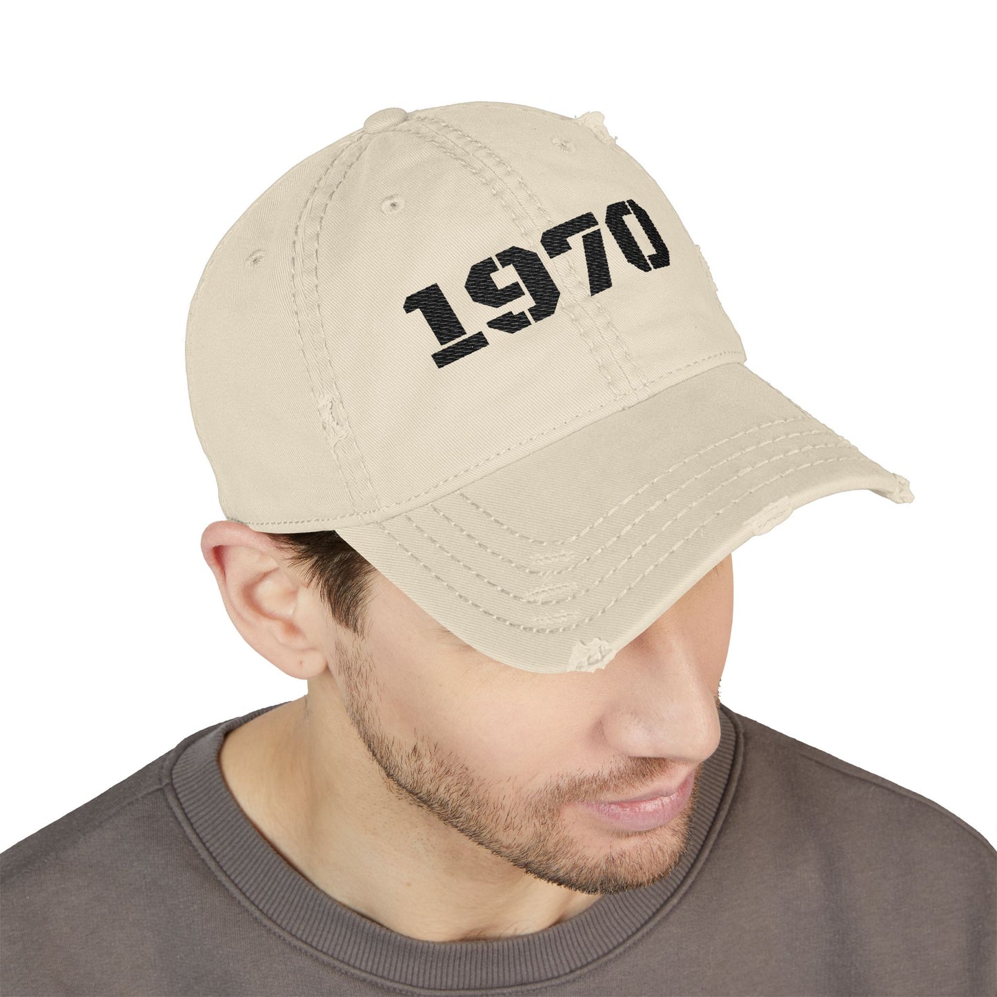 Vintage Distressed Dad Hat with 1970 Embroidery | Casual Summer Accessory, Birthday Gift, Unisex Fashion Cap, Relaxed Style