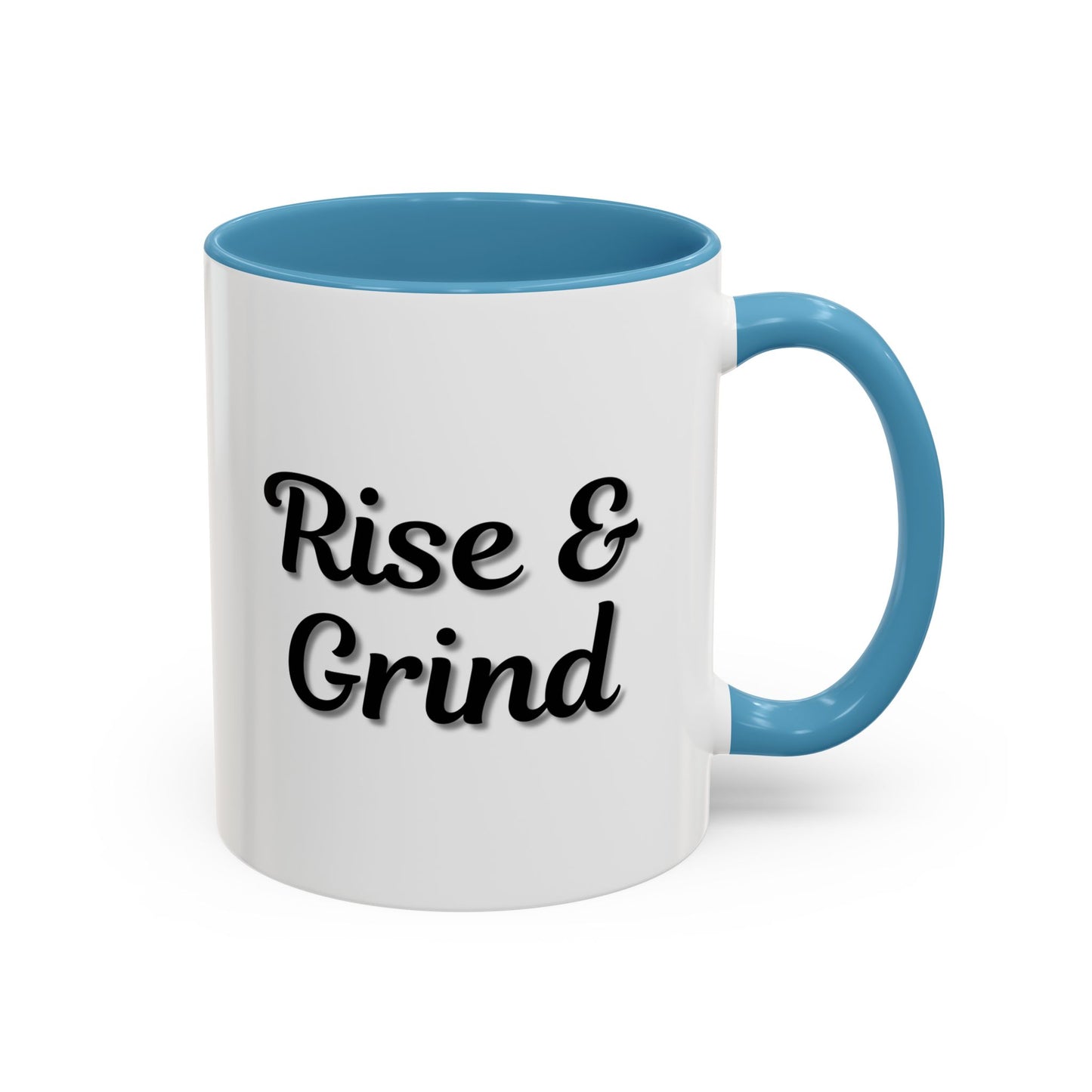 Rise & Grind Coffee Mug – Motivational Black Accent Mug for Daily Inspiration